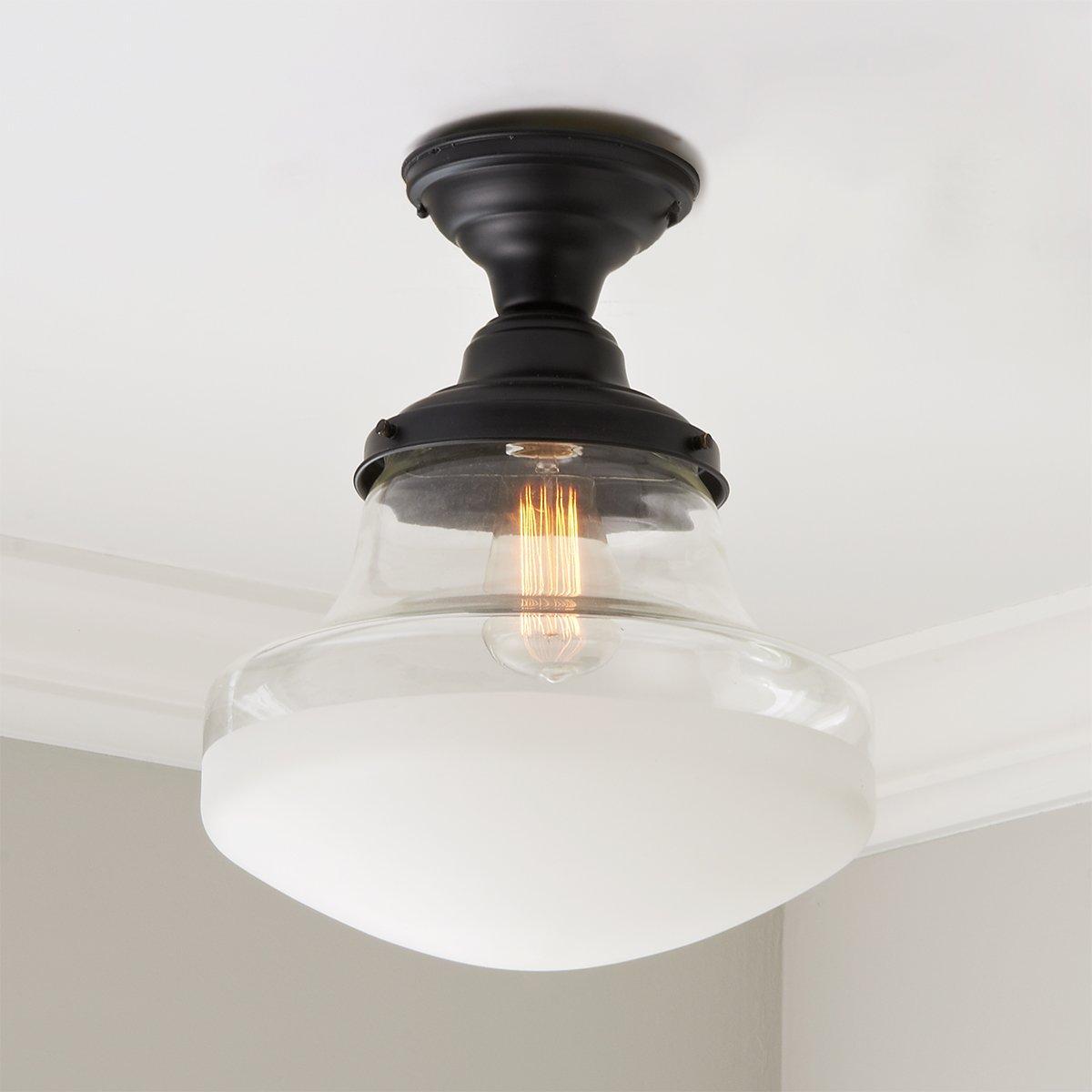 Retro Frosted Glass Semi-Flush Ceiling Light