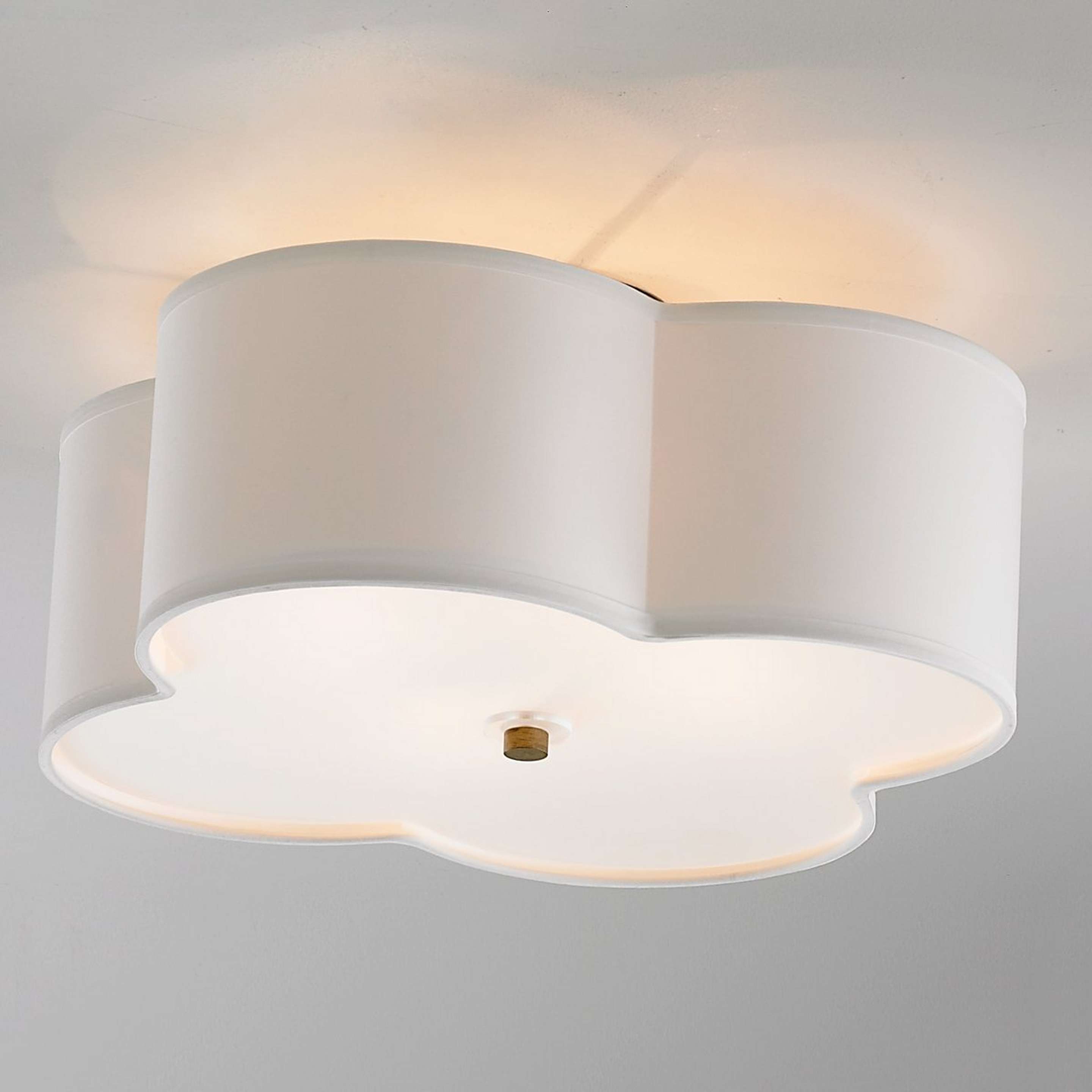 A Scalloped Shade Semi-Flush Ceiling Light - 2 Light with Brushed Gold / Soft White color