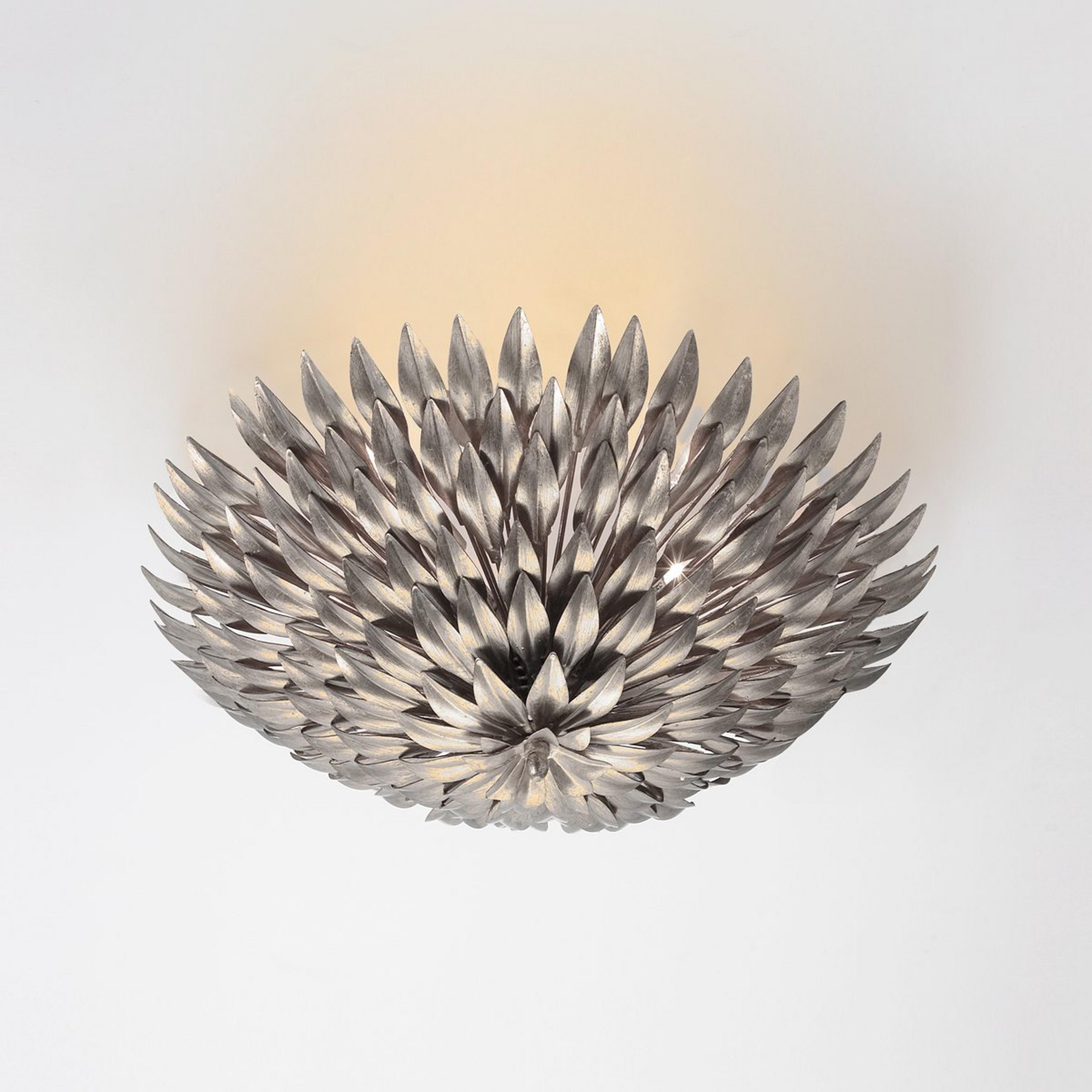 A Olive Leaf Semi-Flush Ceiling Light - 4 Light with Antique Silver color