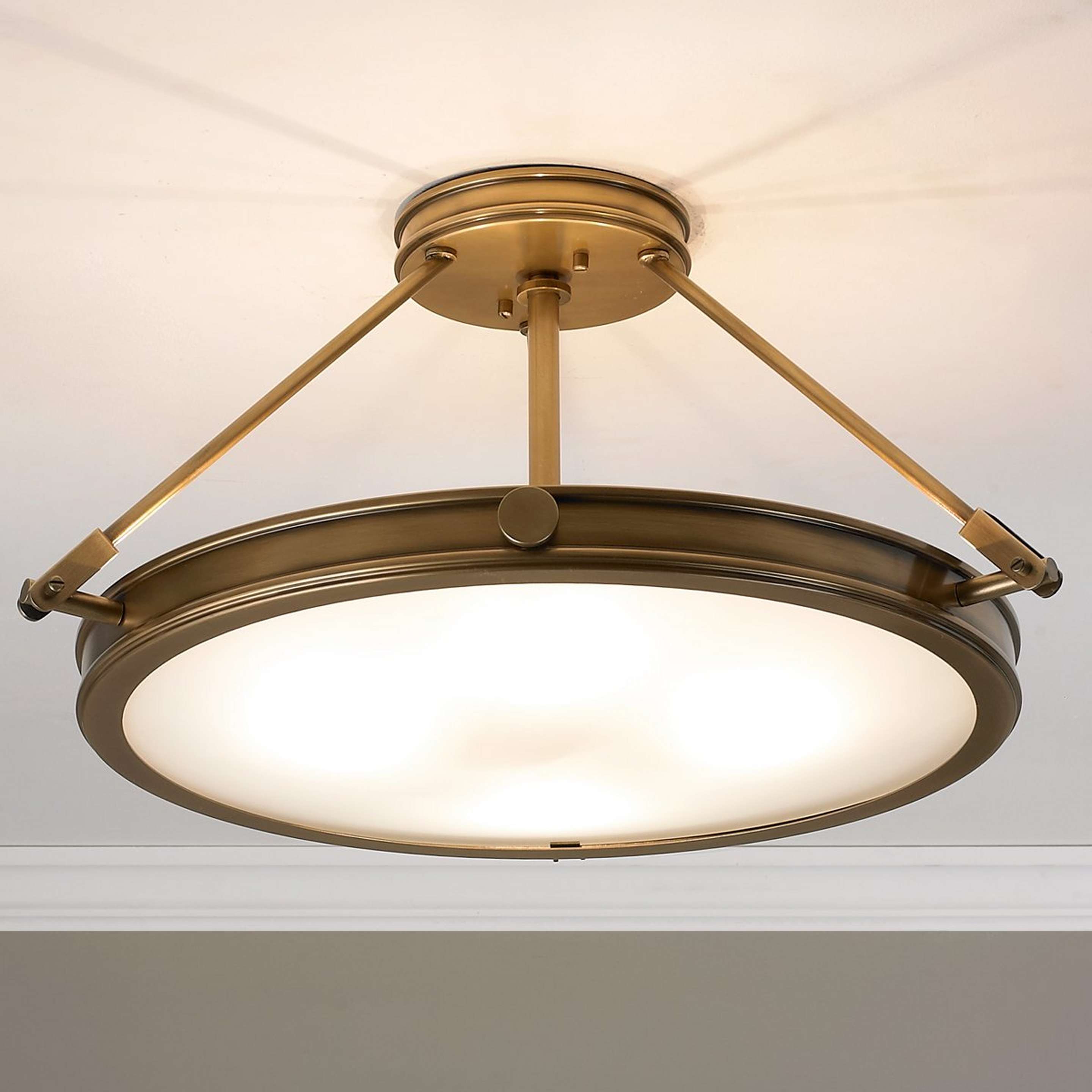 A Mid-Century Retro Semi-Flush Ceiling Light - 4 Light with Antique Brass color