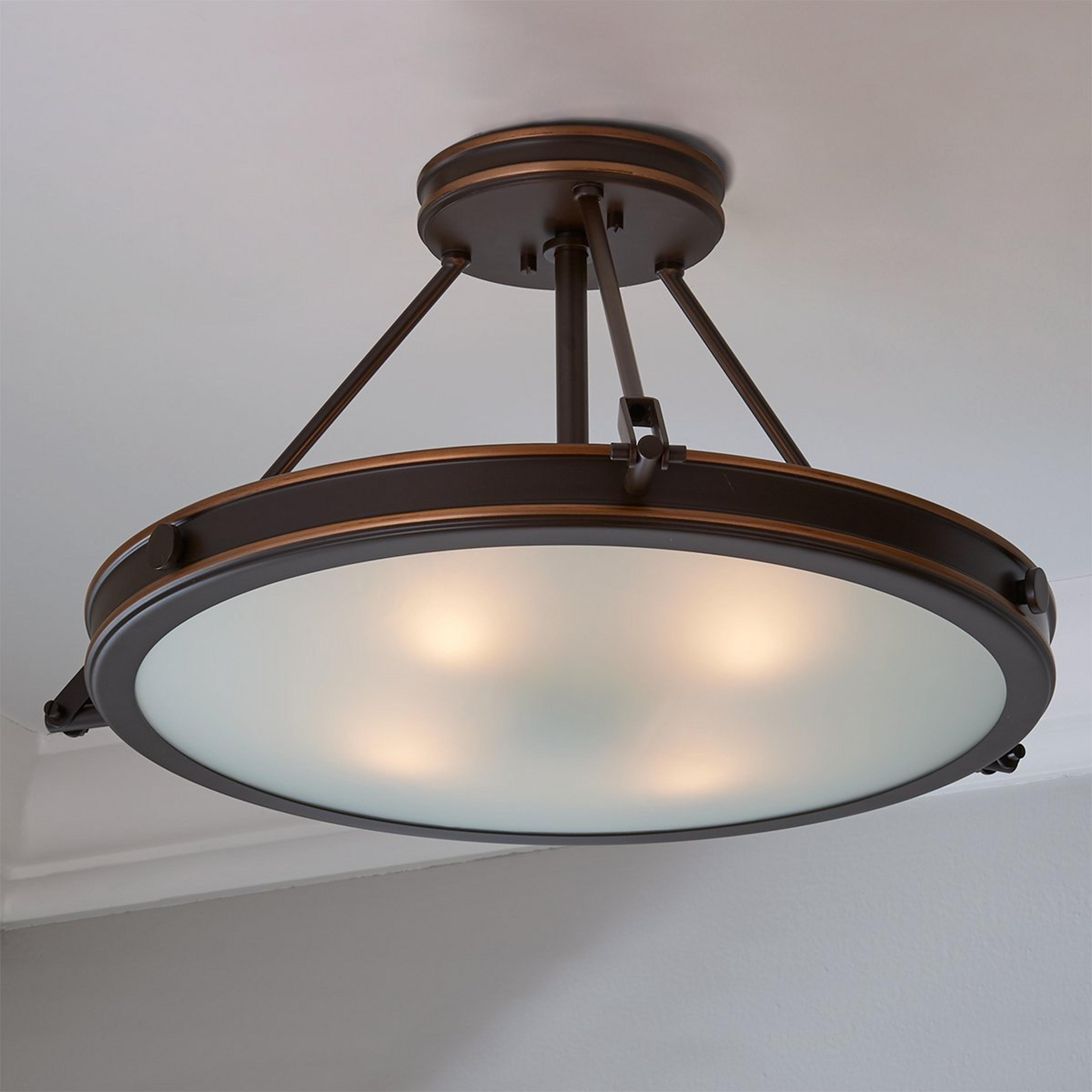 A Mid-Century Retro Semi-Flush Ceiling Light - 4 Light with Highlight Bronze color