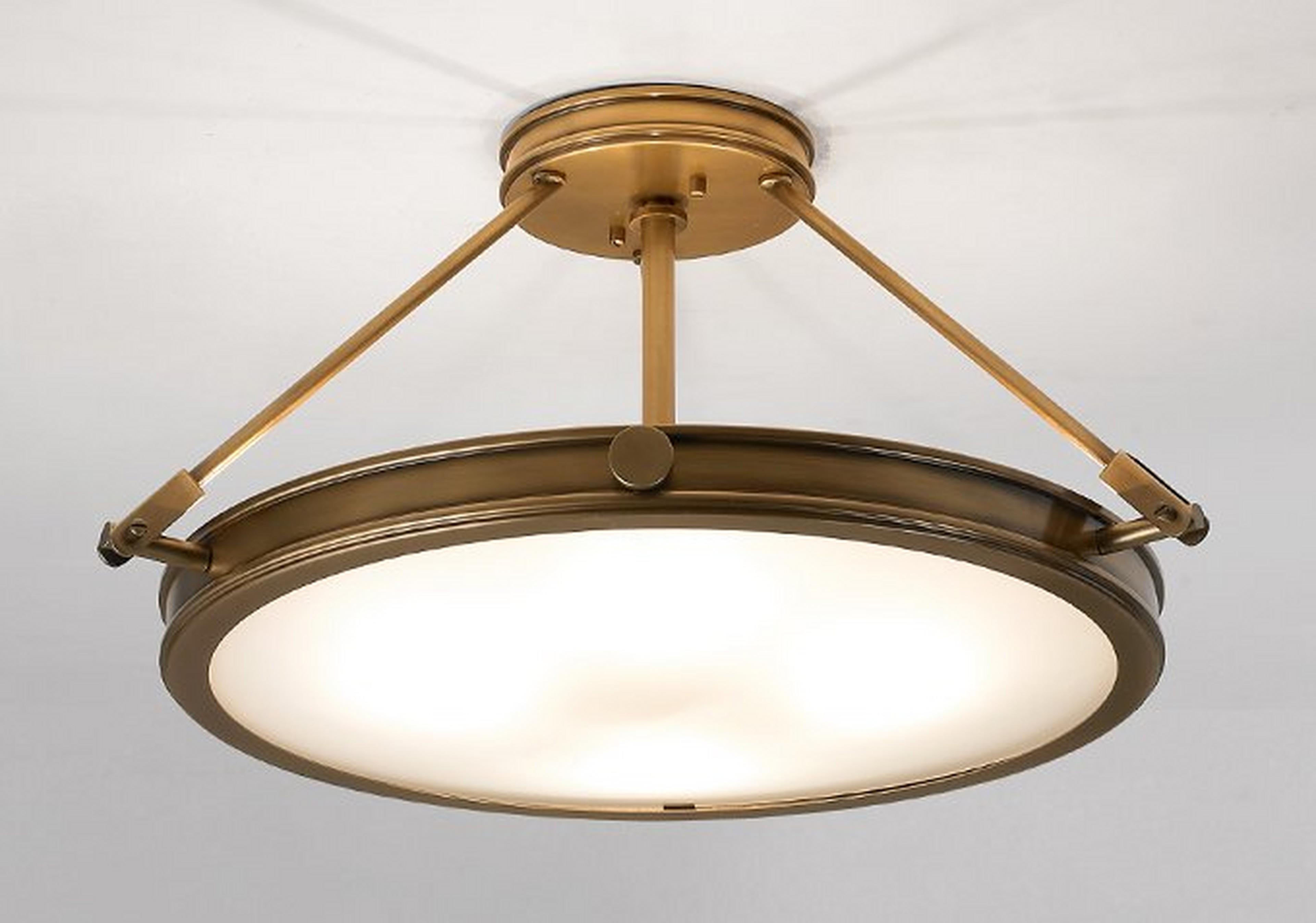 Antique Brass Mid-Century Retro Semi-Flush Ceiling Light