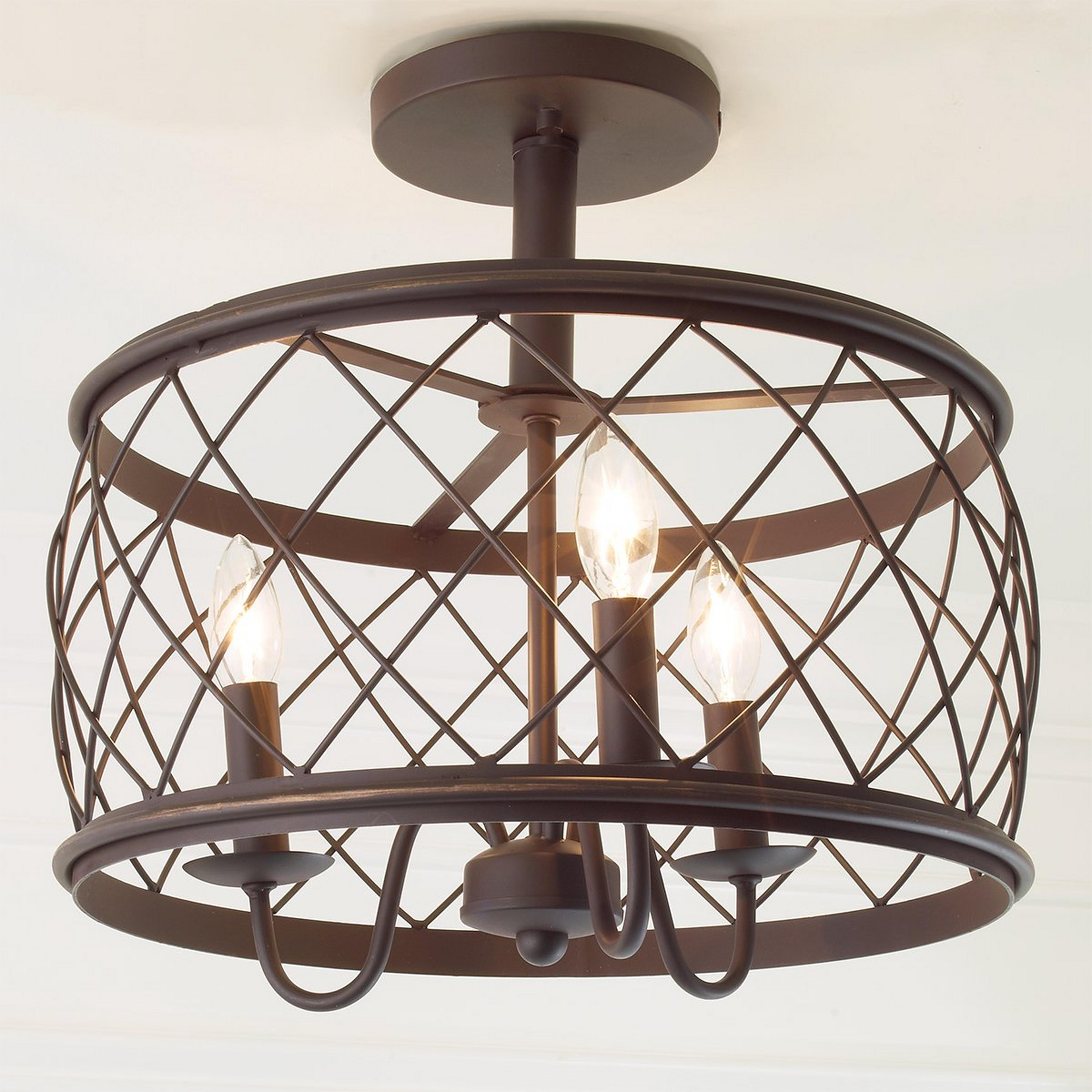 A Trellis Cage Semi-Flush Ceiling Light - Medium with Bronze color