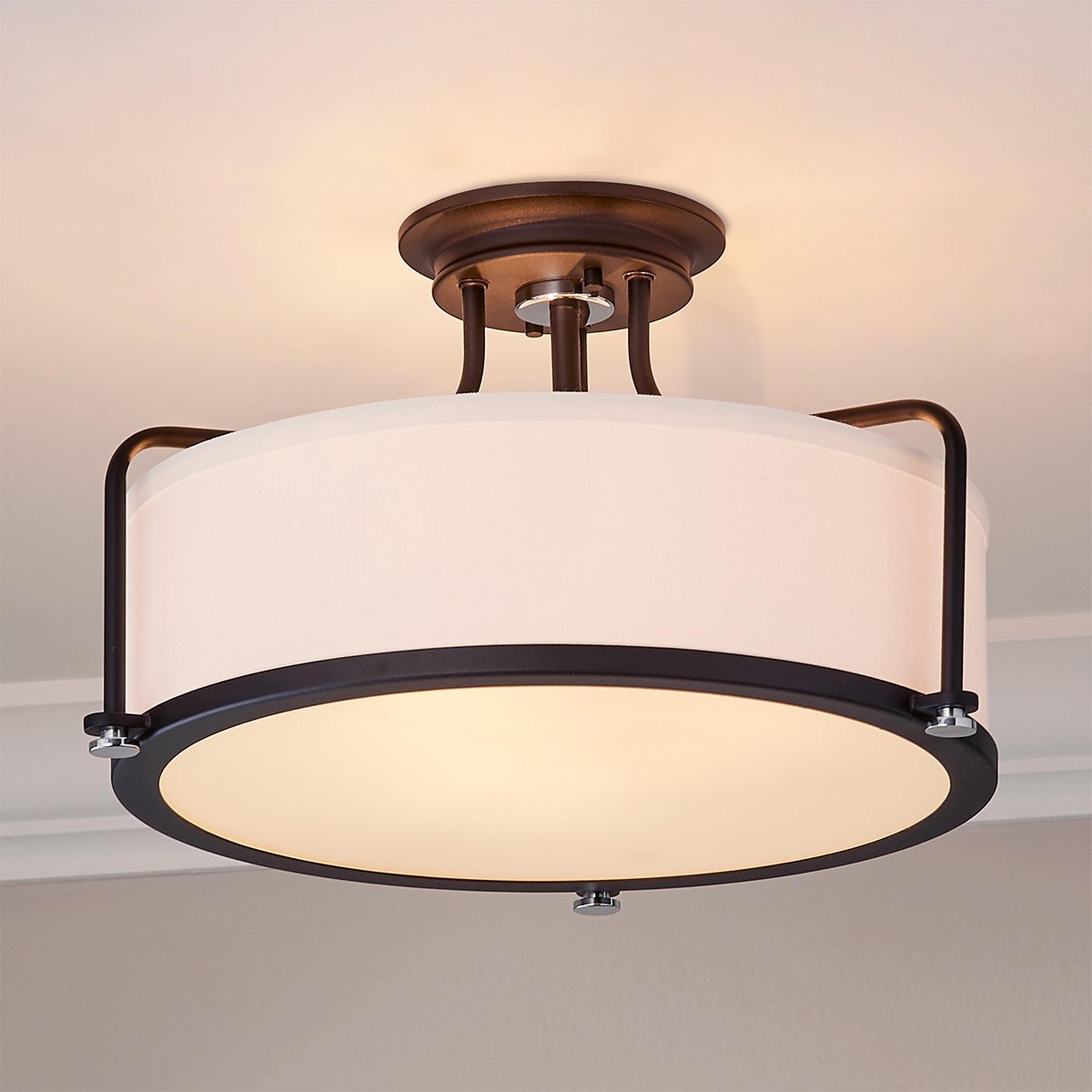 A Refined Contemporary Textured Semi-Flush Ceiling Light with Black color