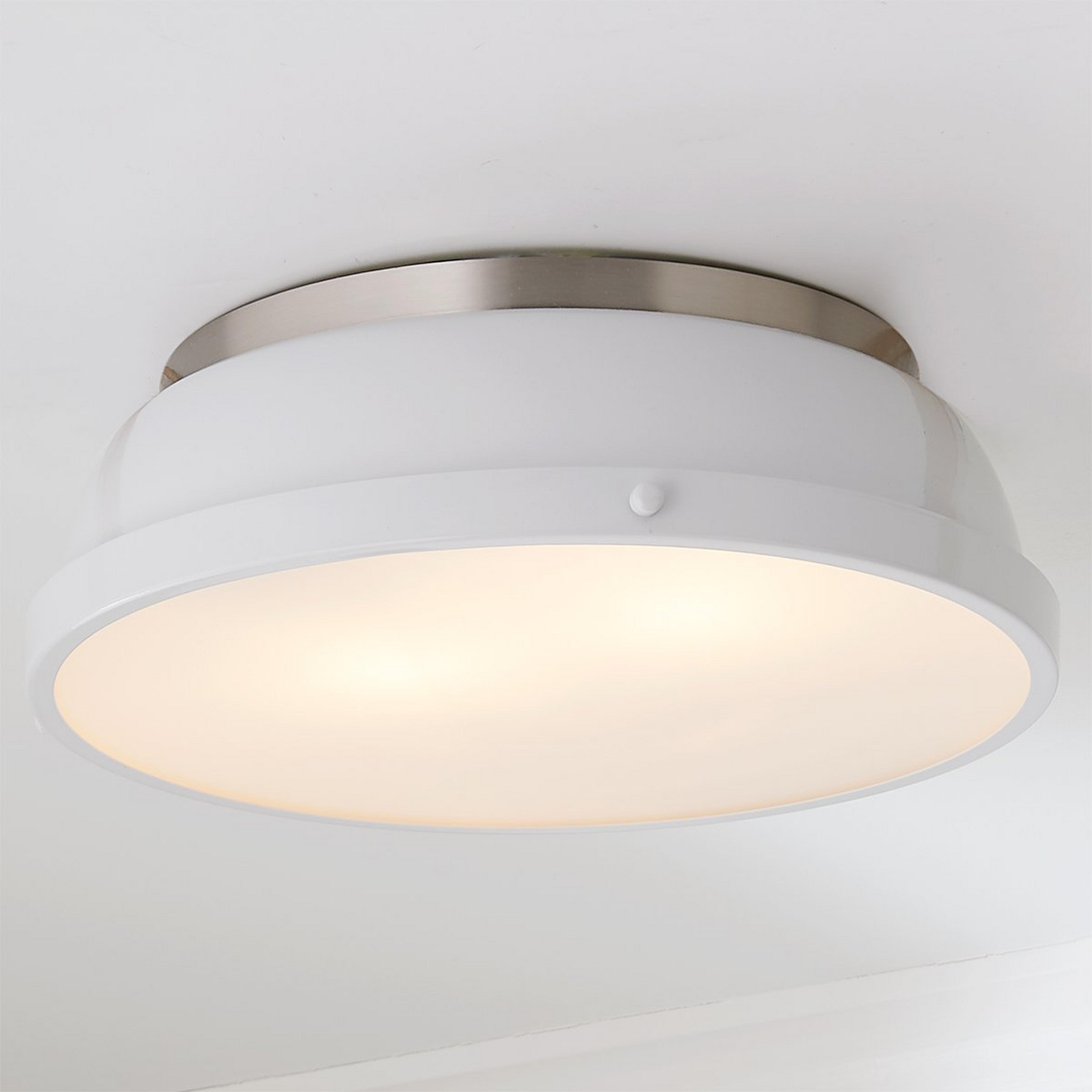 A Classic Dome Enameled Ceiling Light with Pewter / White color