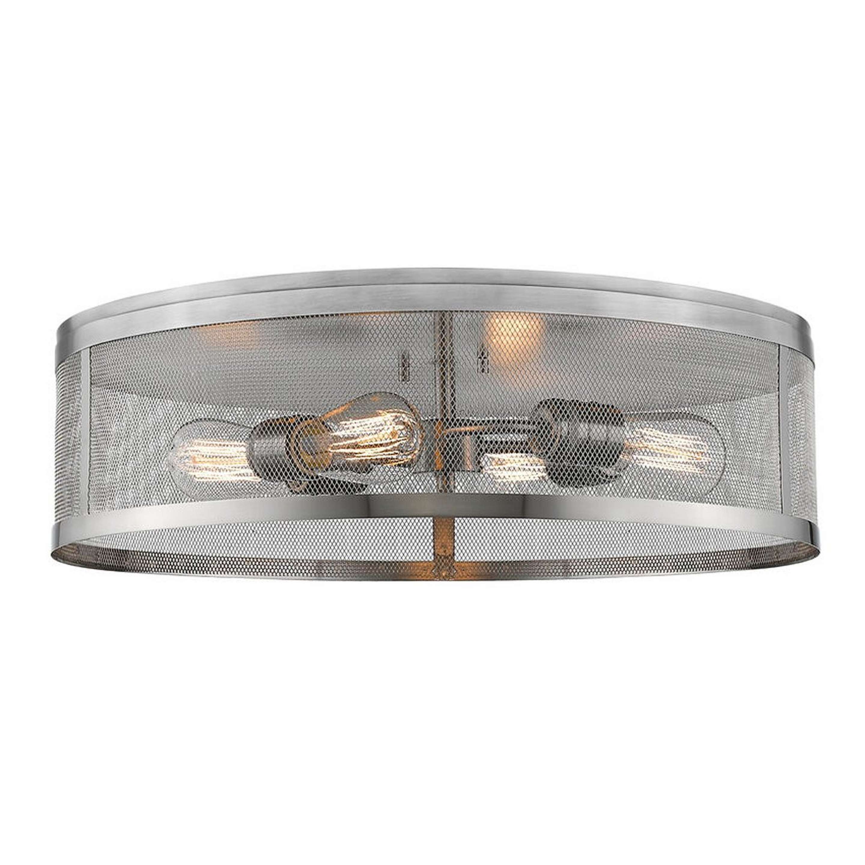 A Vintage Mix Cage Ceiling Light - 4 Light with Brushed Nickel color