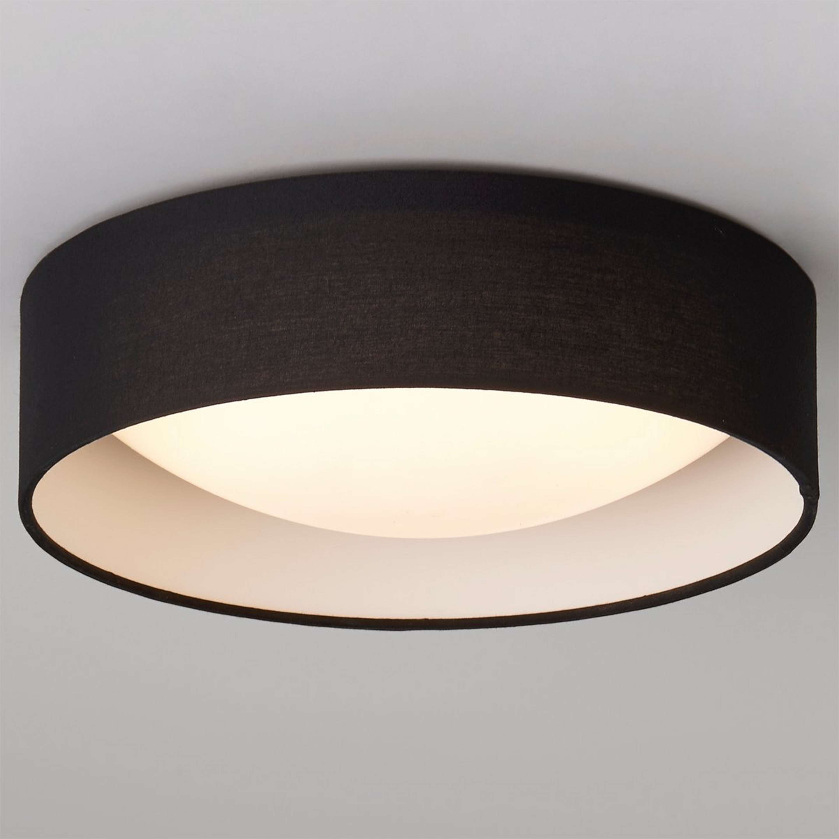 A 11" LED Linen Shade Ceiling Light with Black color