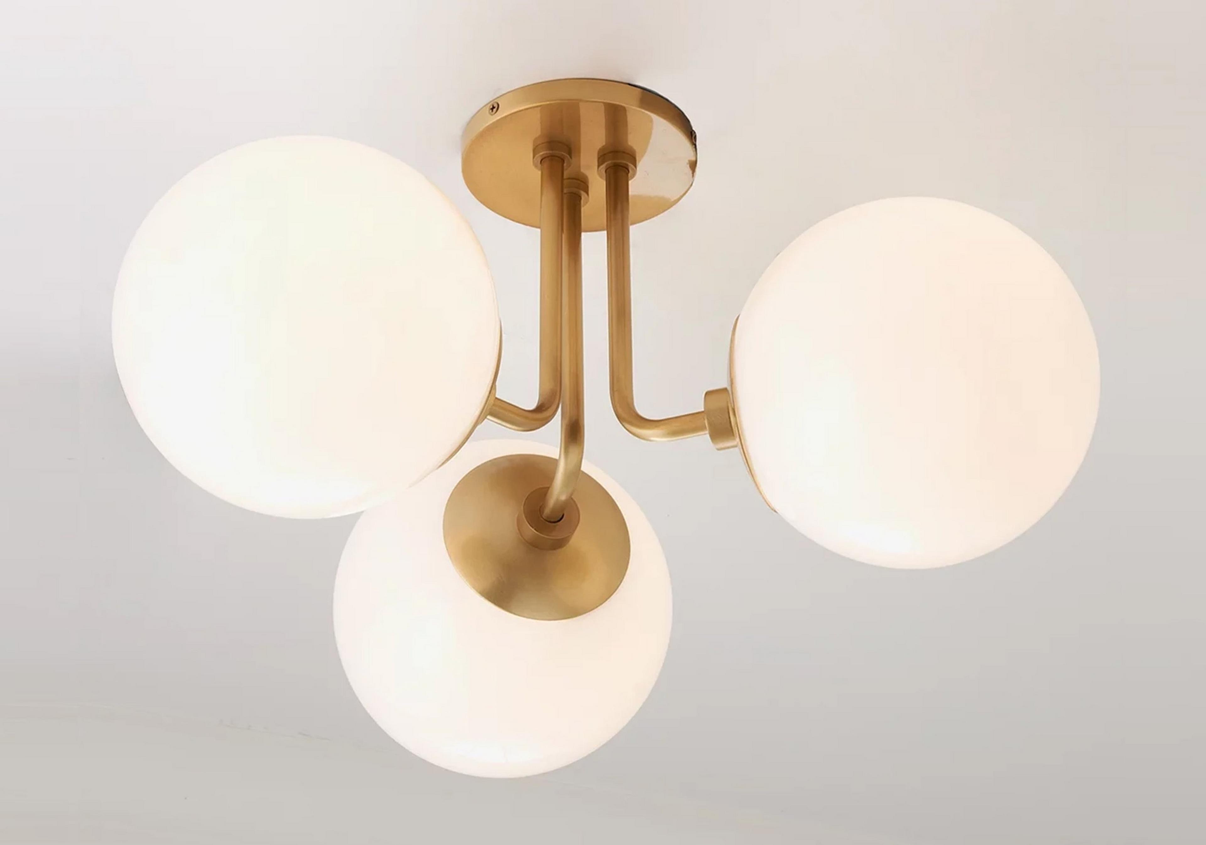 Satin Brass Minimalist Globe Semi-Flush Ceiling Light