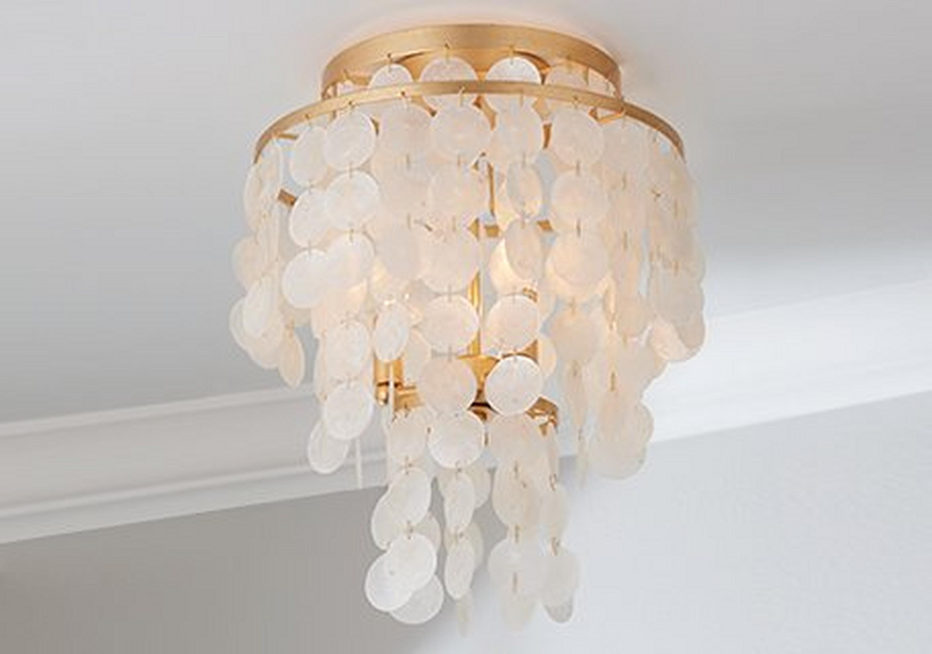 Antique Gold Elegant Capiz Shell Ceiling Light