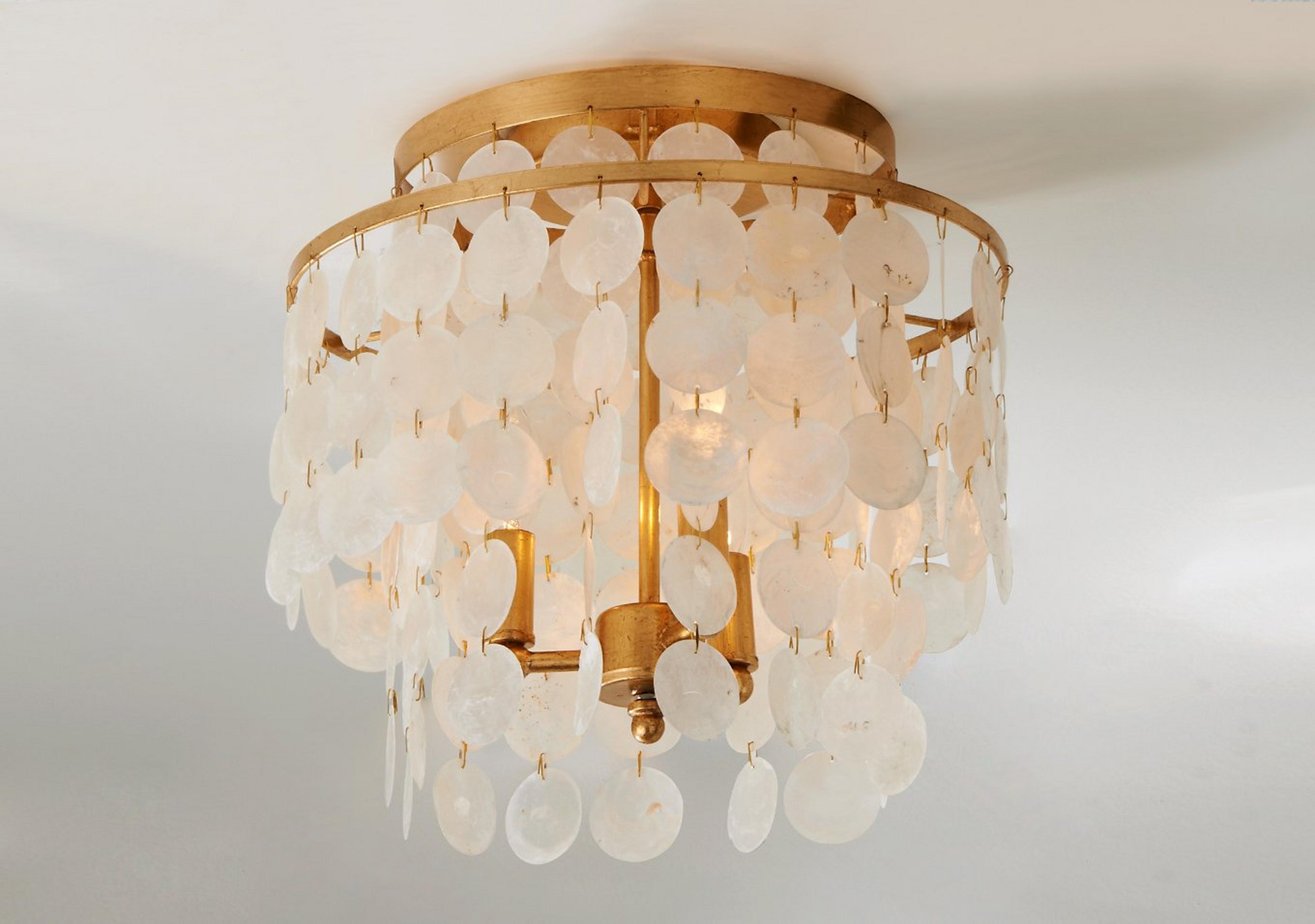 Antique Gold Elegant Capiz Shell Ceiling Light