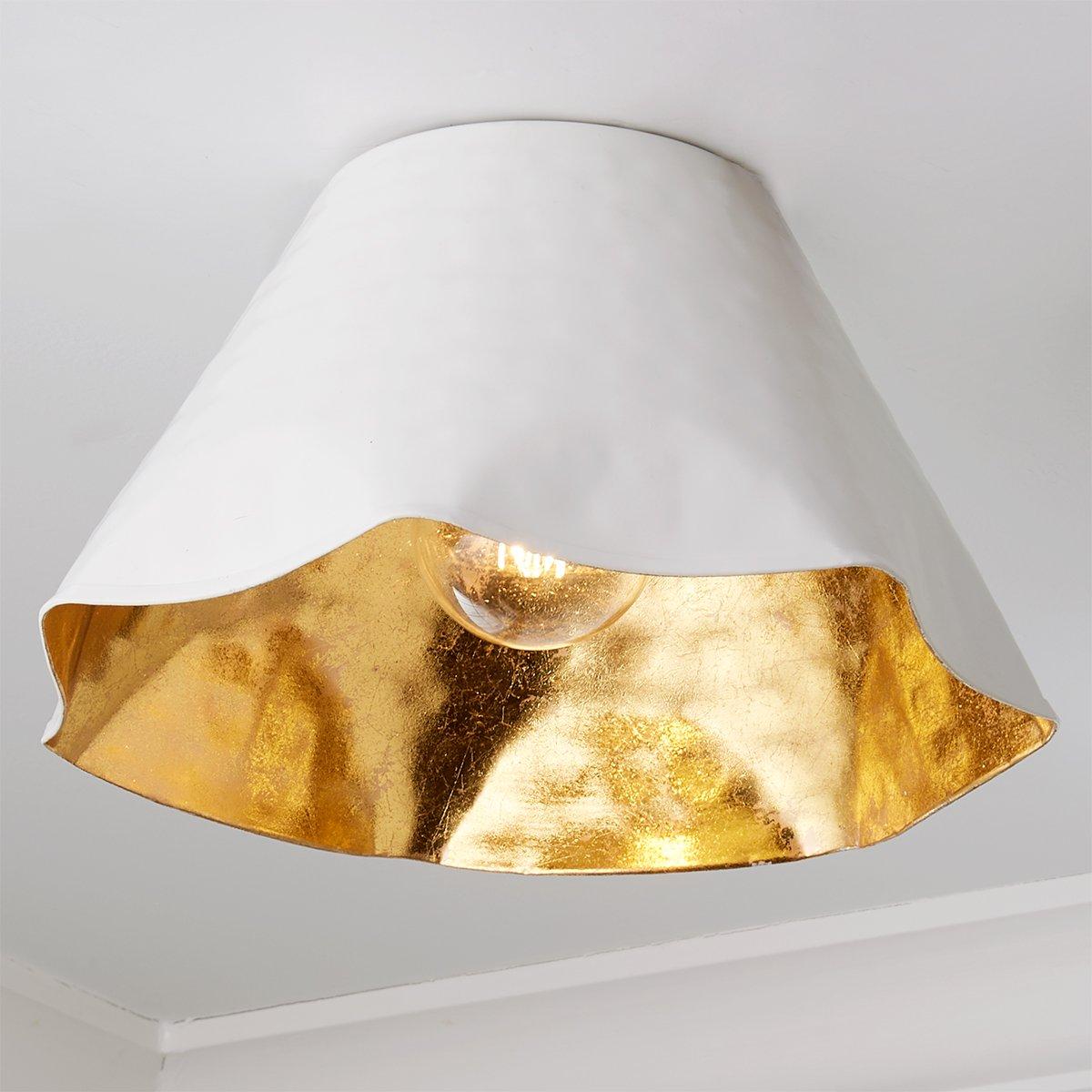 Ruffled Edge Hammered Metal Ceiling Light - Small