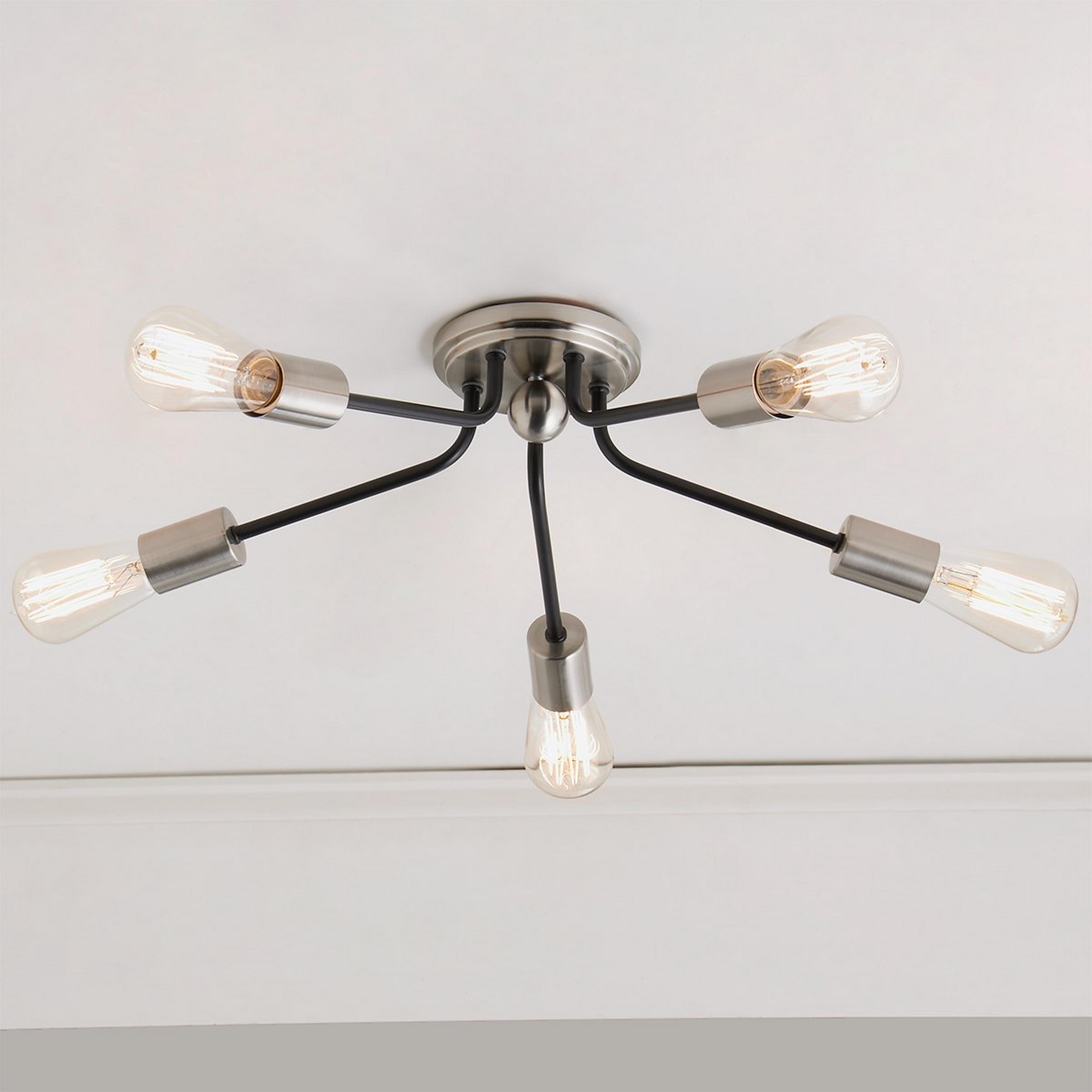 A Minimalist Spread Ceiling Light with Brushed Silver / Black color
