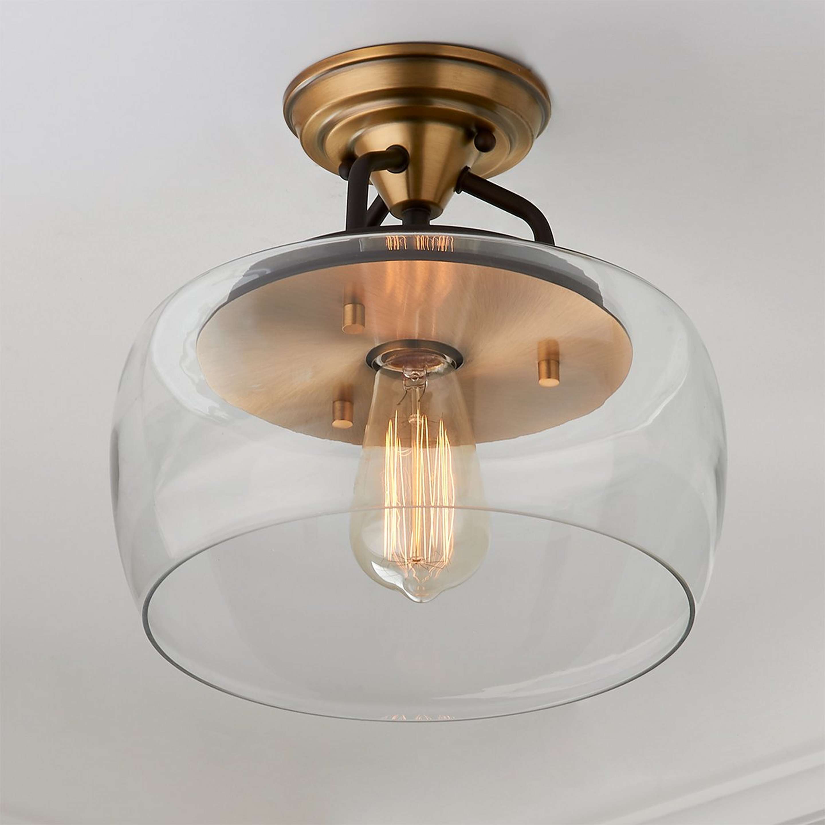 A Mod Bowl Semi-Flush Ceiling Light - Small with Aged Brass / Bronze color