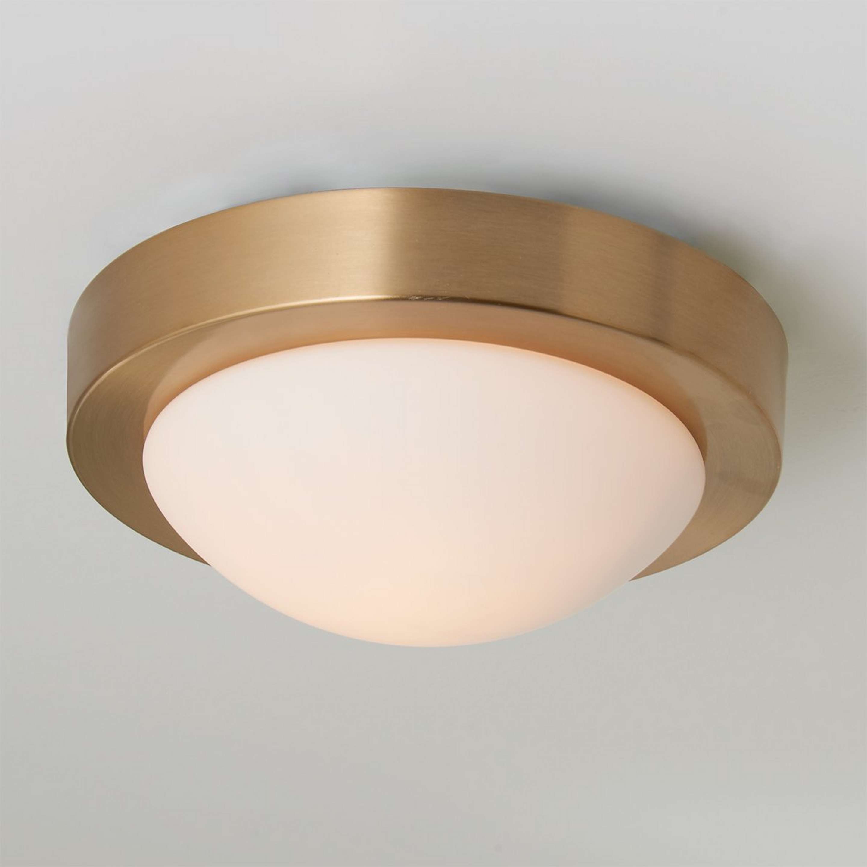A Streamlined Ceiling Light - Small with Aged Brass / Opal color