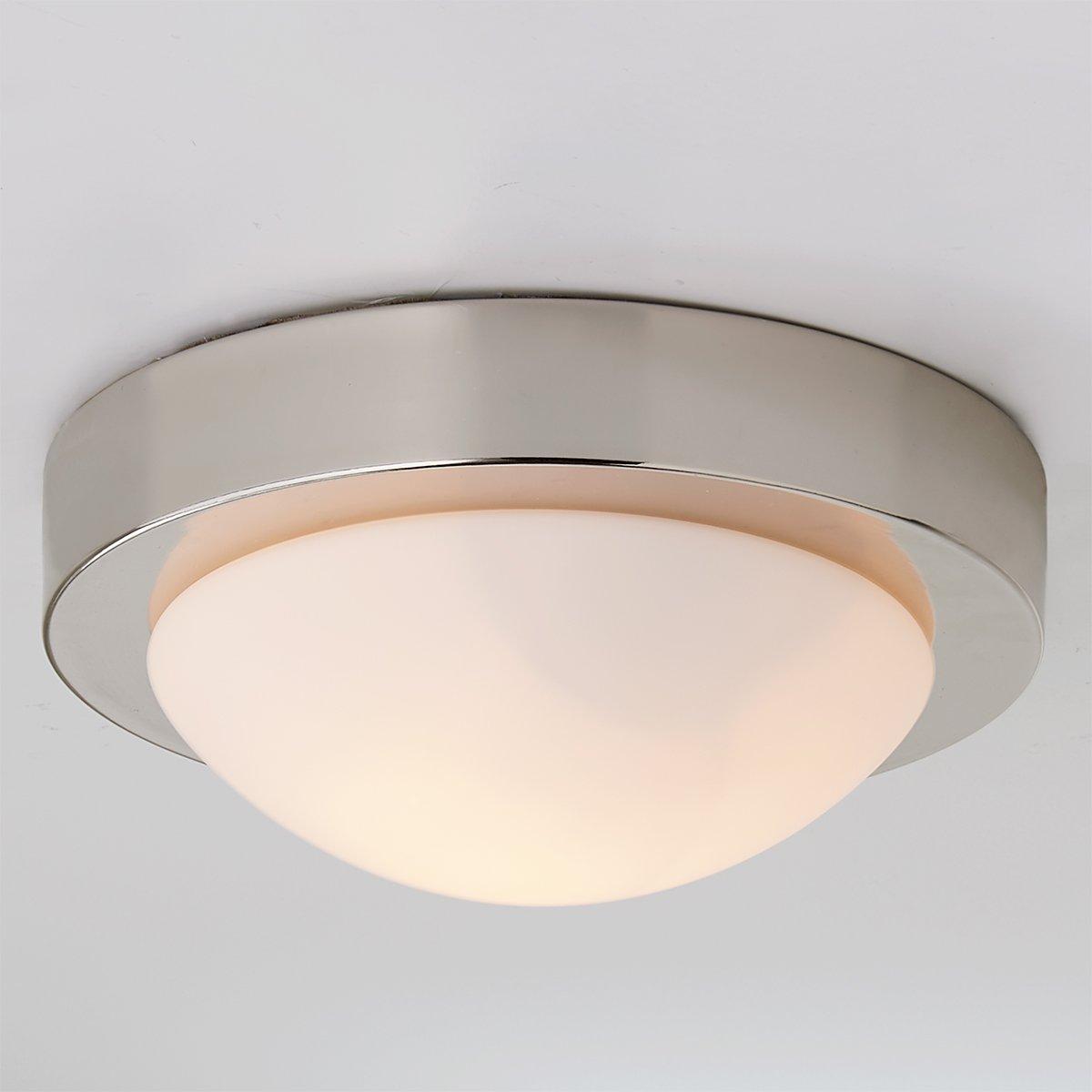 10.8 in. 1-Light Modern Industrial Brass Flush Mount Ceiling Light with Opal Fish Scale Glass