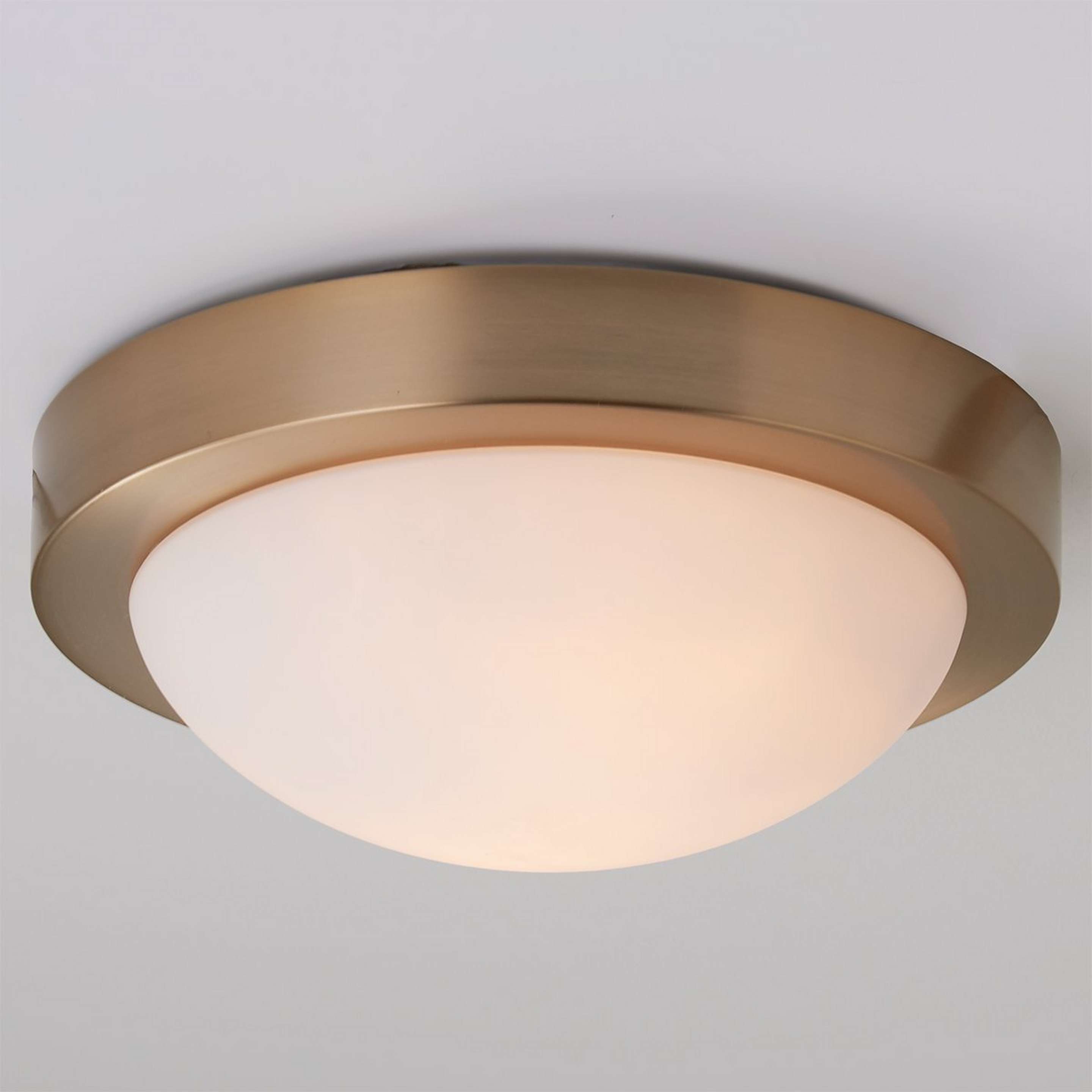 A Streamlined Ceiling Light - Medium with Aged Brass / Opal color
