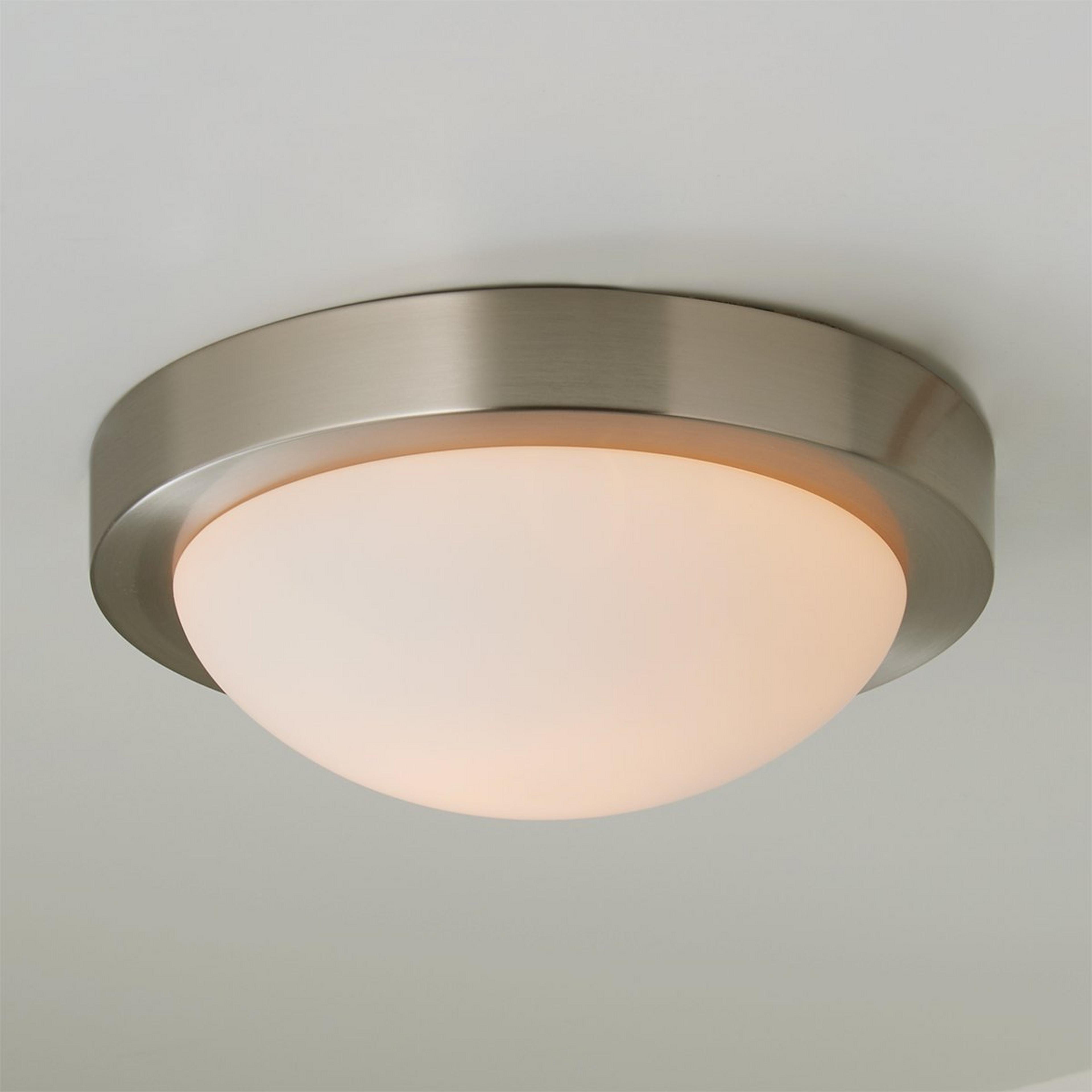 A Streamlined Ceiling Light - Medium with Satin Nickel / Opal color