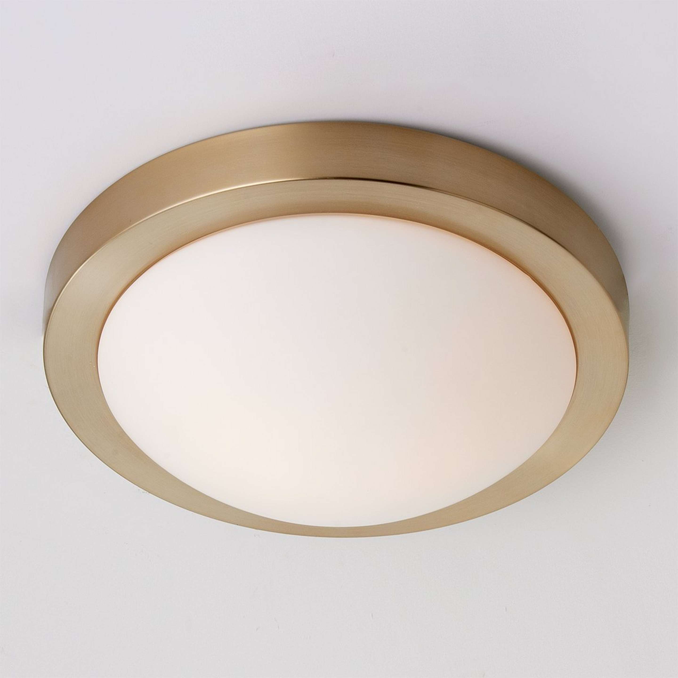 A Streamlined Ceiling Light - Large with Aged Brass / Opal color