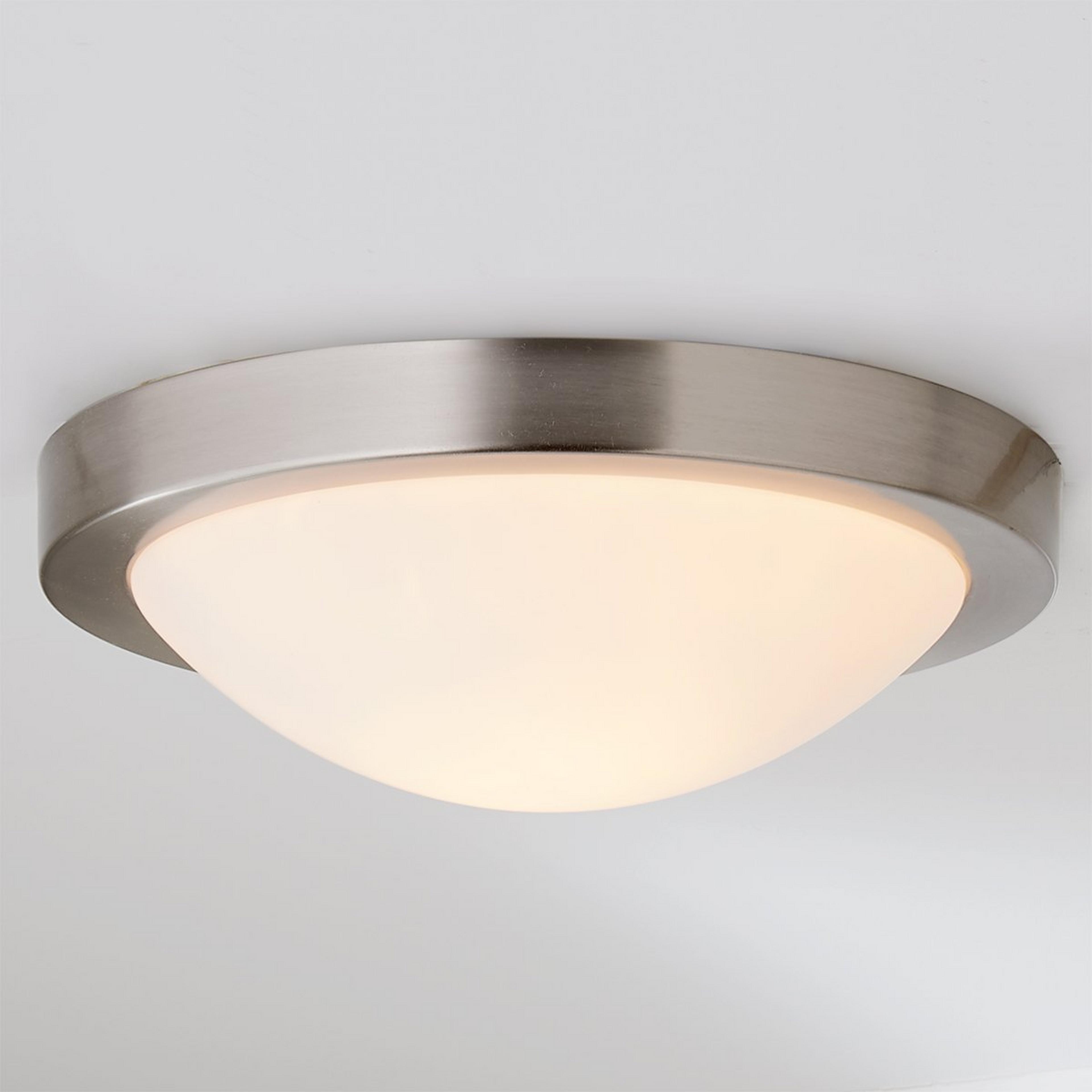 A Streamlined Ceiling Light - Large with Satin Nickel / Opal color