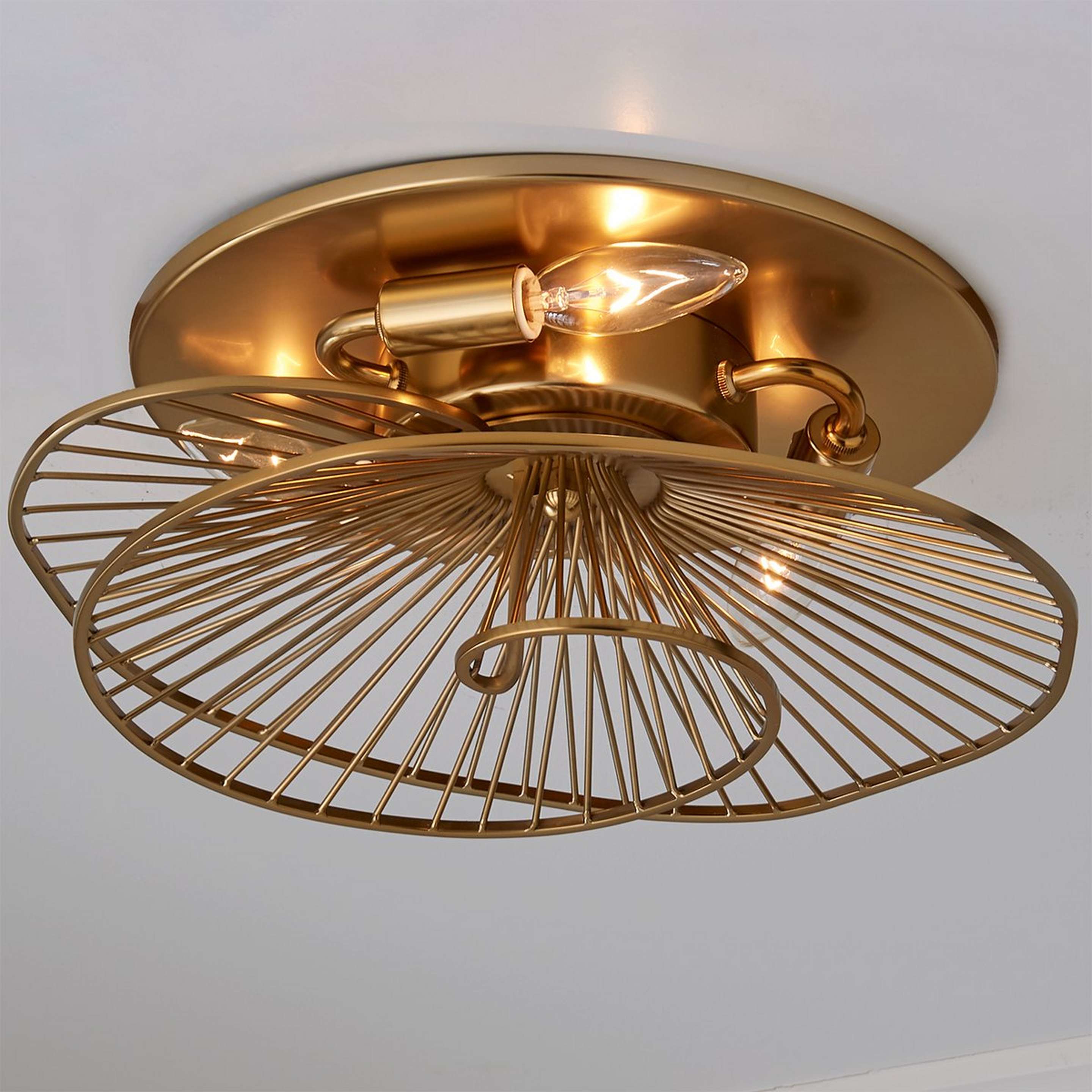 A Ribbon Swirl Ceiling Light with Brass color