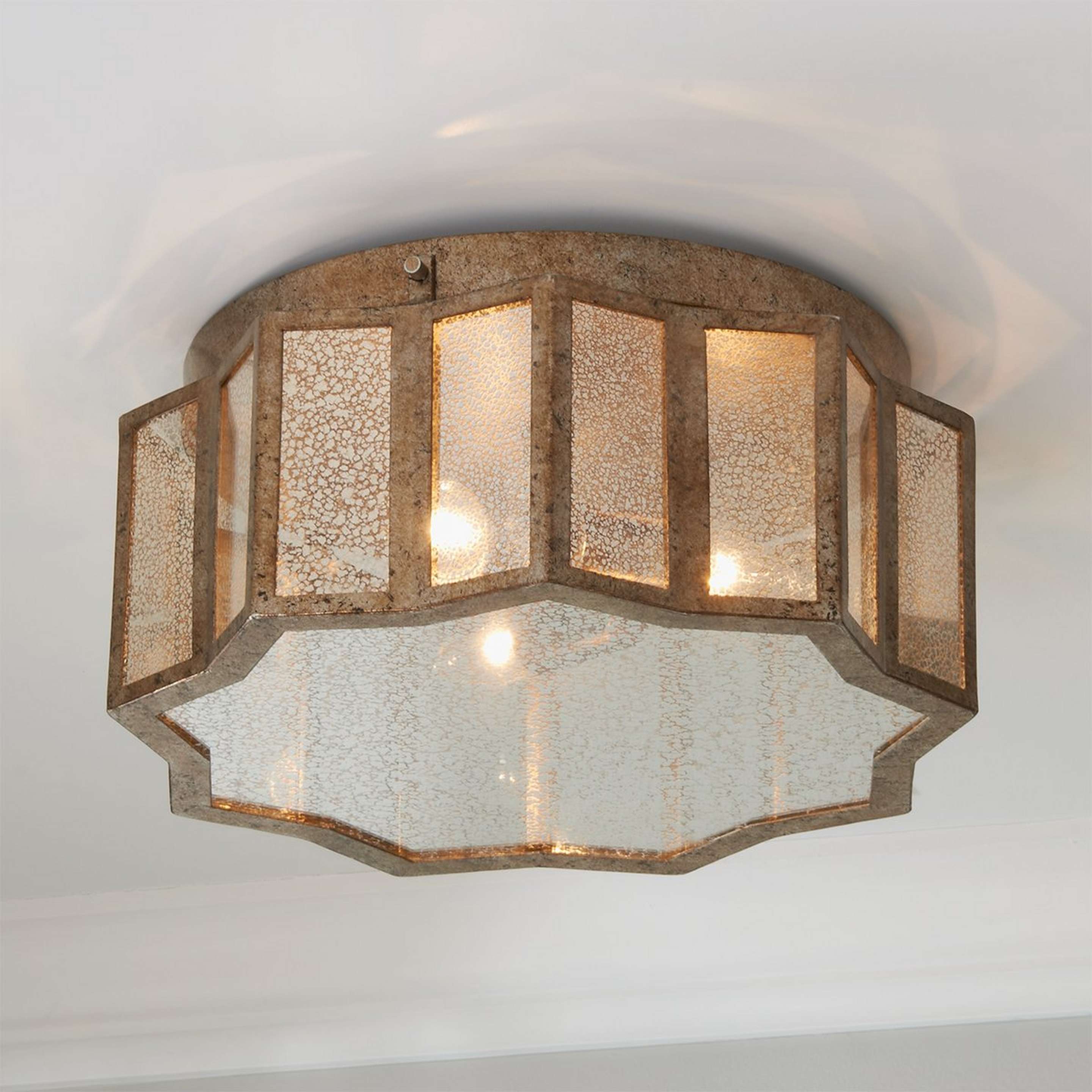 A Old-World Charm Ceiling Light with Aged Gold / Mercury Glass color