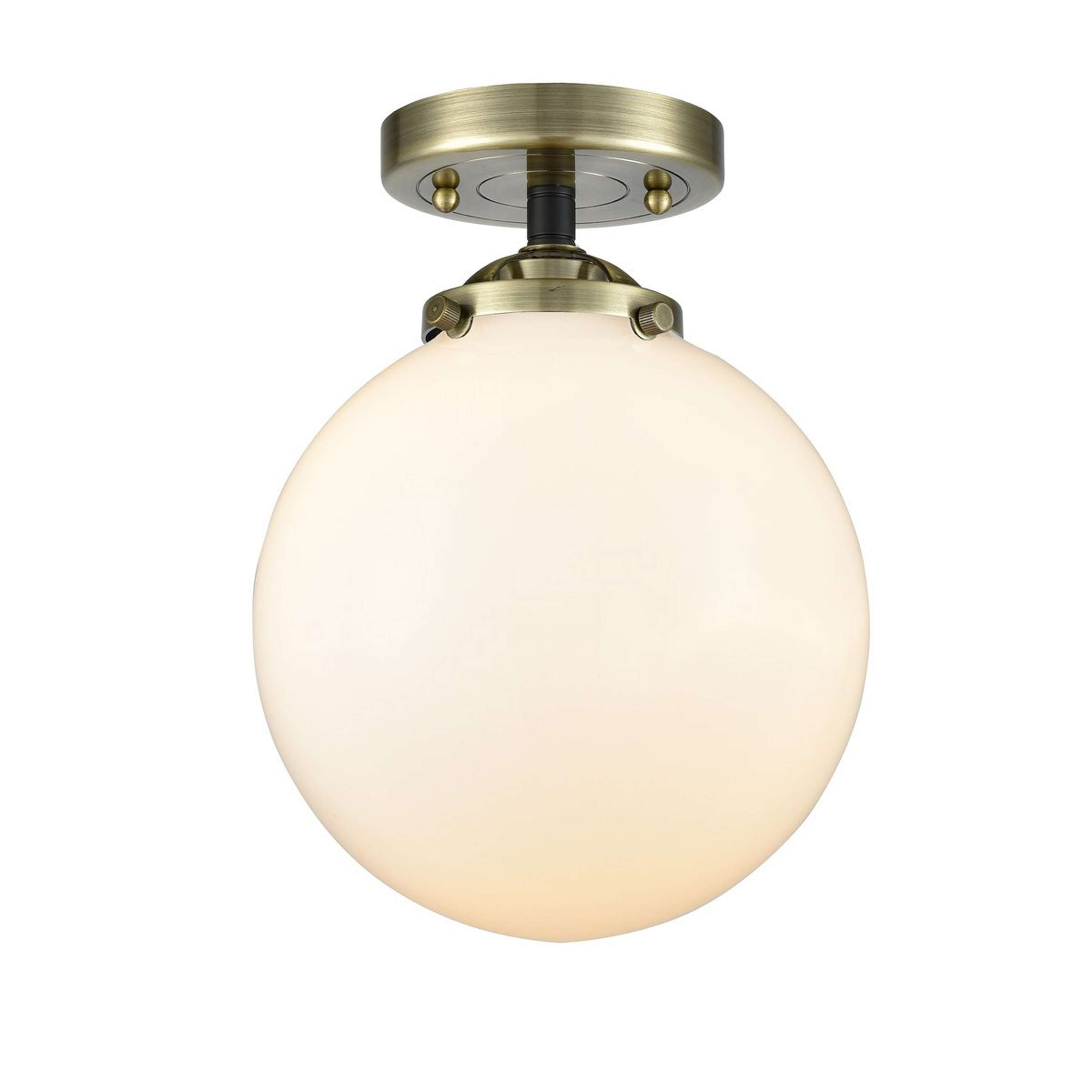 A Mod Mix White Globe Semi-Flush Ceiling Light - Large with Antique Brass / Black / Matte White color