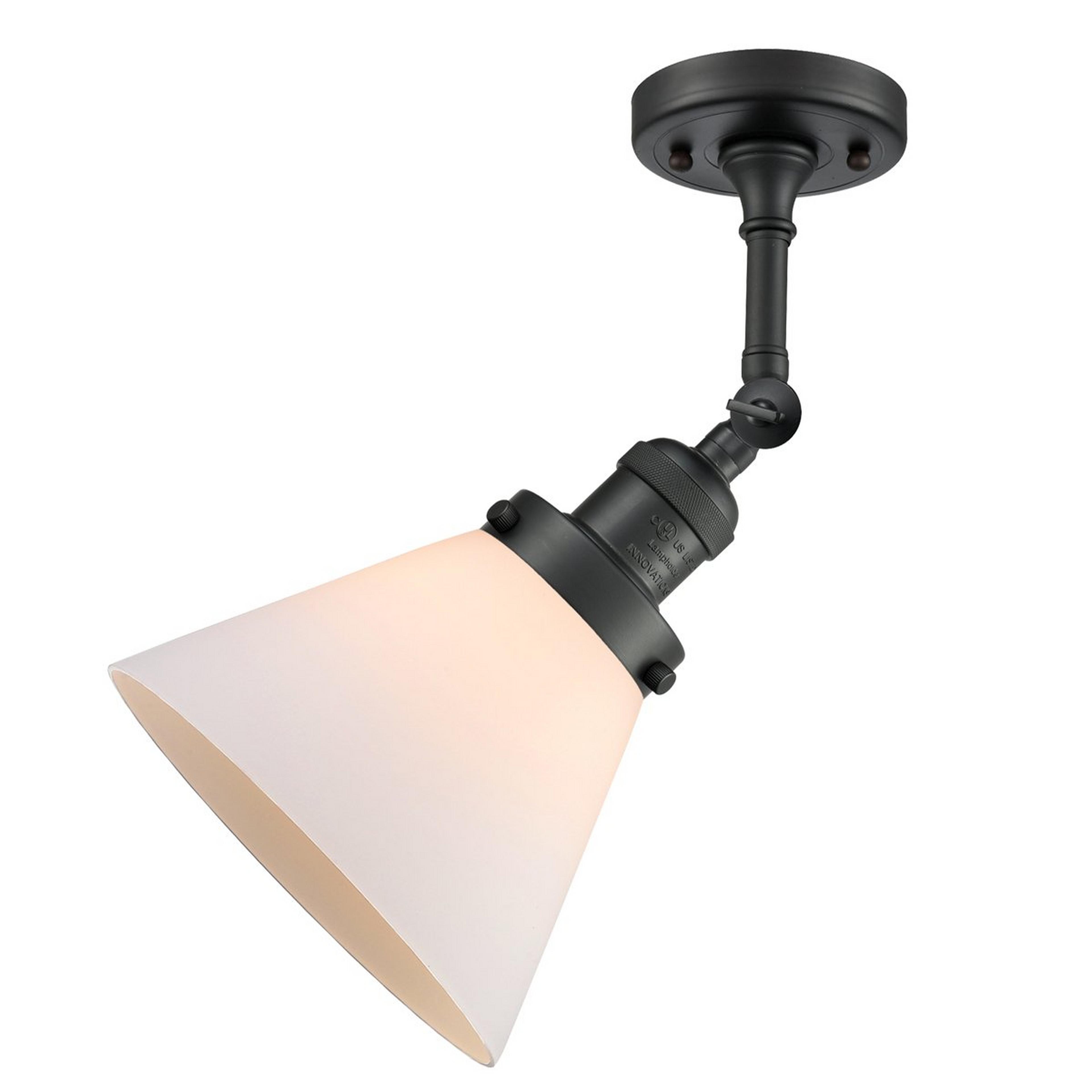 A Restoration Swivel Arm Convertible Light - Frosted Glass with Matte Black / Matte White color