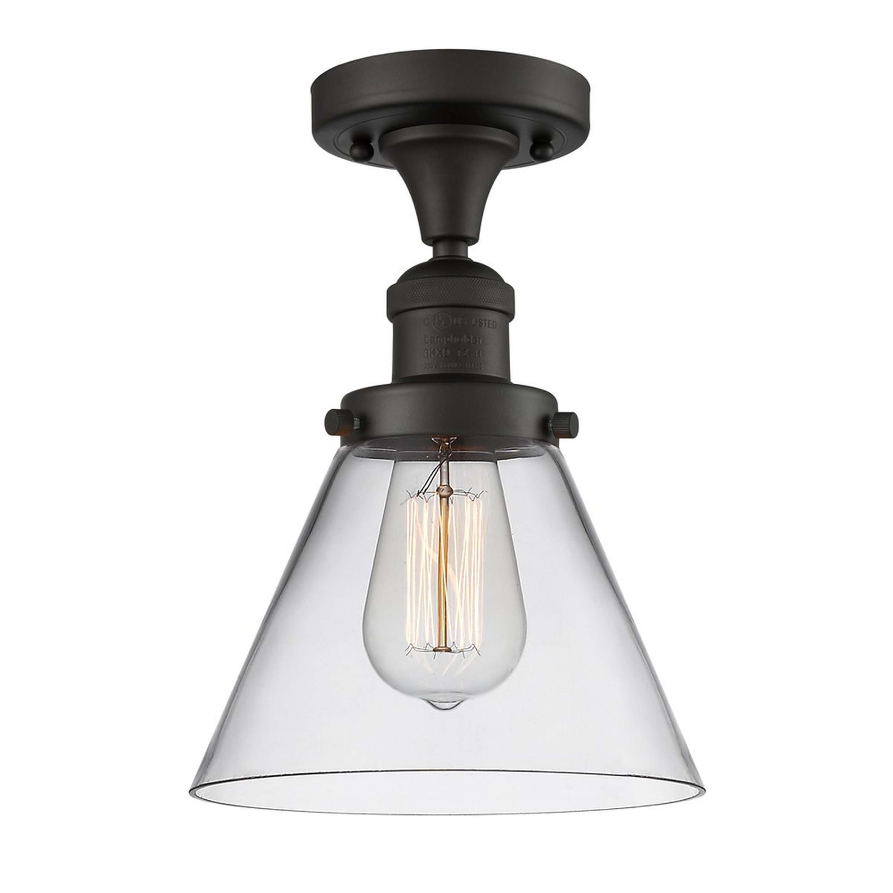 A Restoration Stationary Ceiling Light - Clear Glass with Bronze / Clear Glass color
