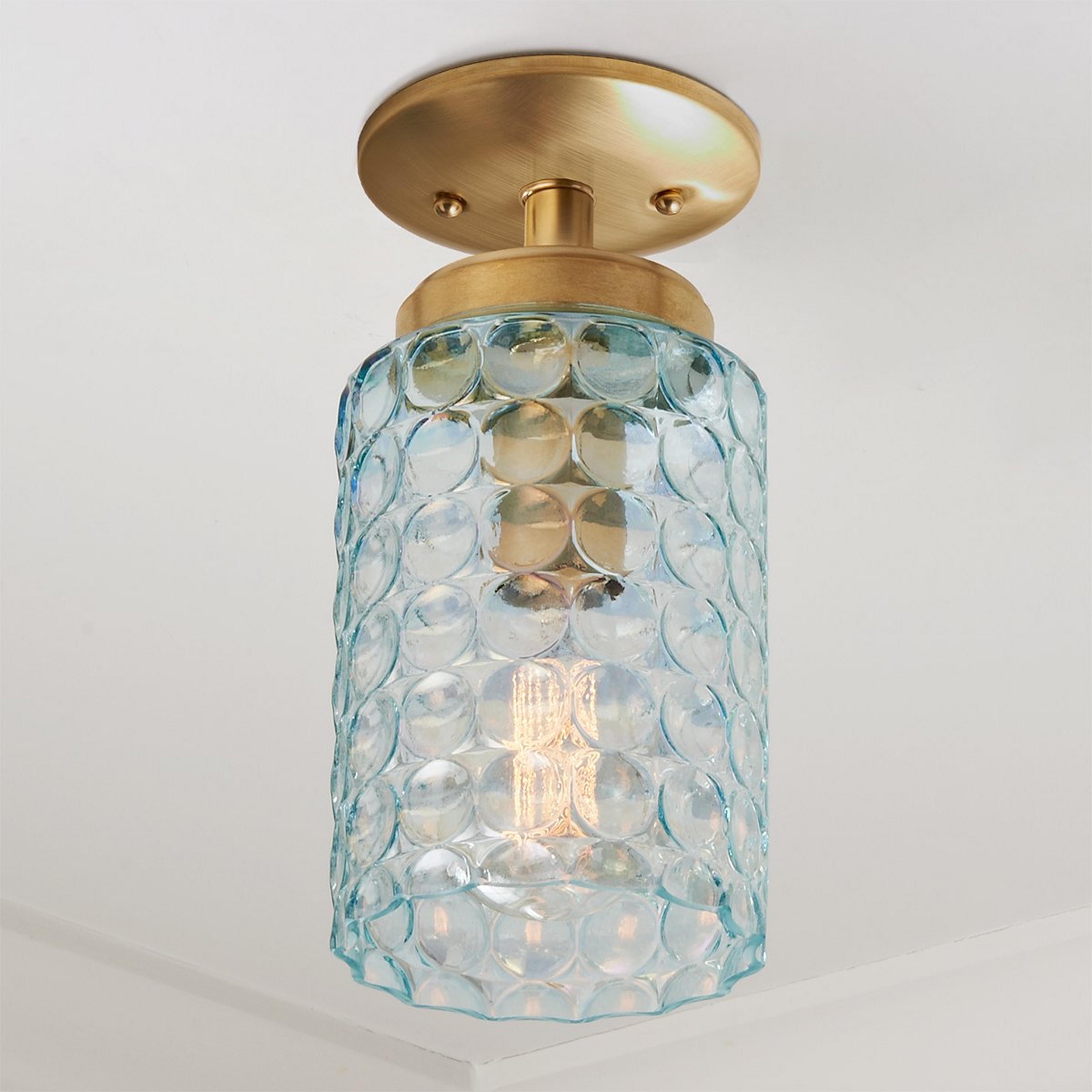 A Young House Love Iridescent Circles Ceiling Light with Brass / Iridescent Aqua color
