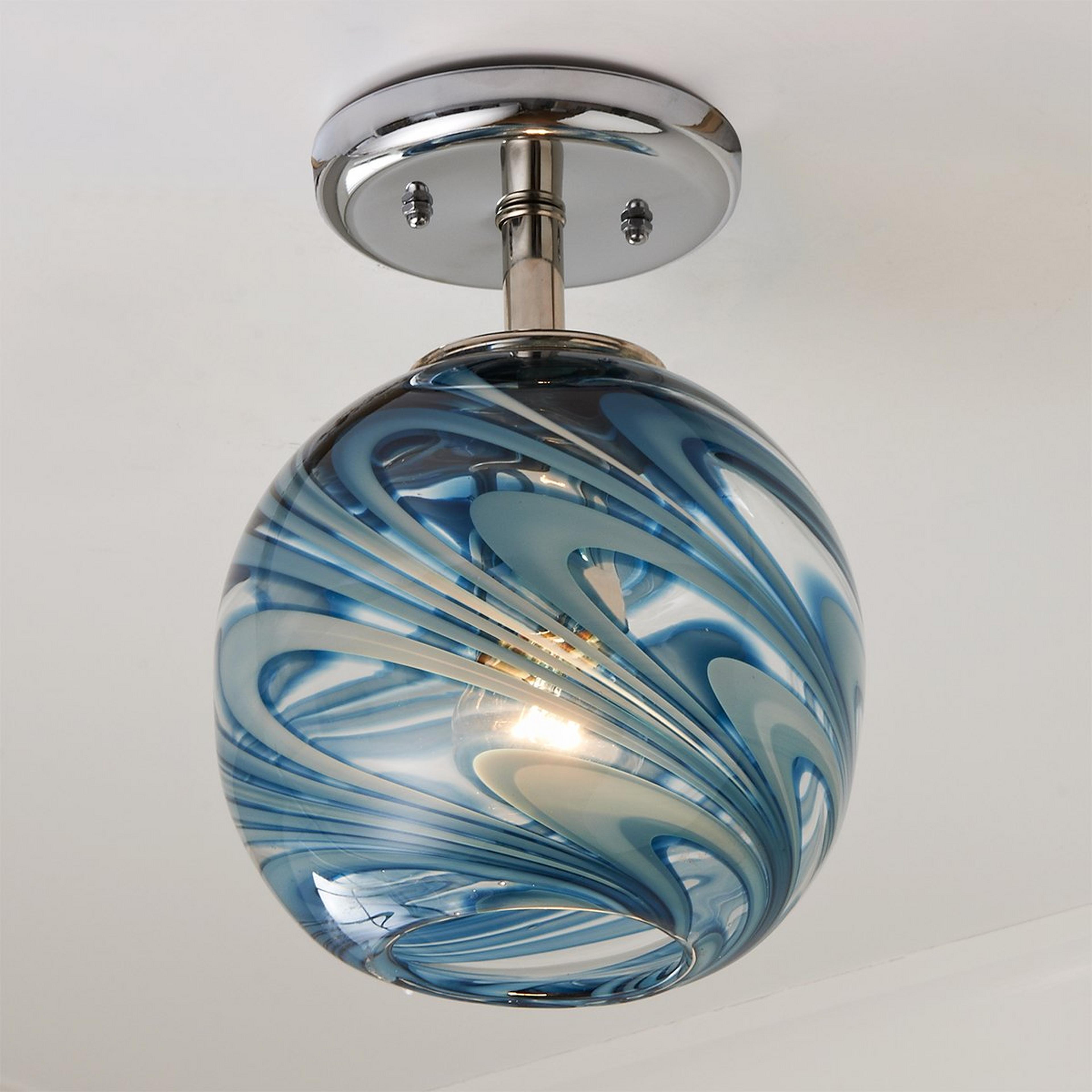 Stormy Skies Glass Globe Semi-Flush Ceiling Light
