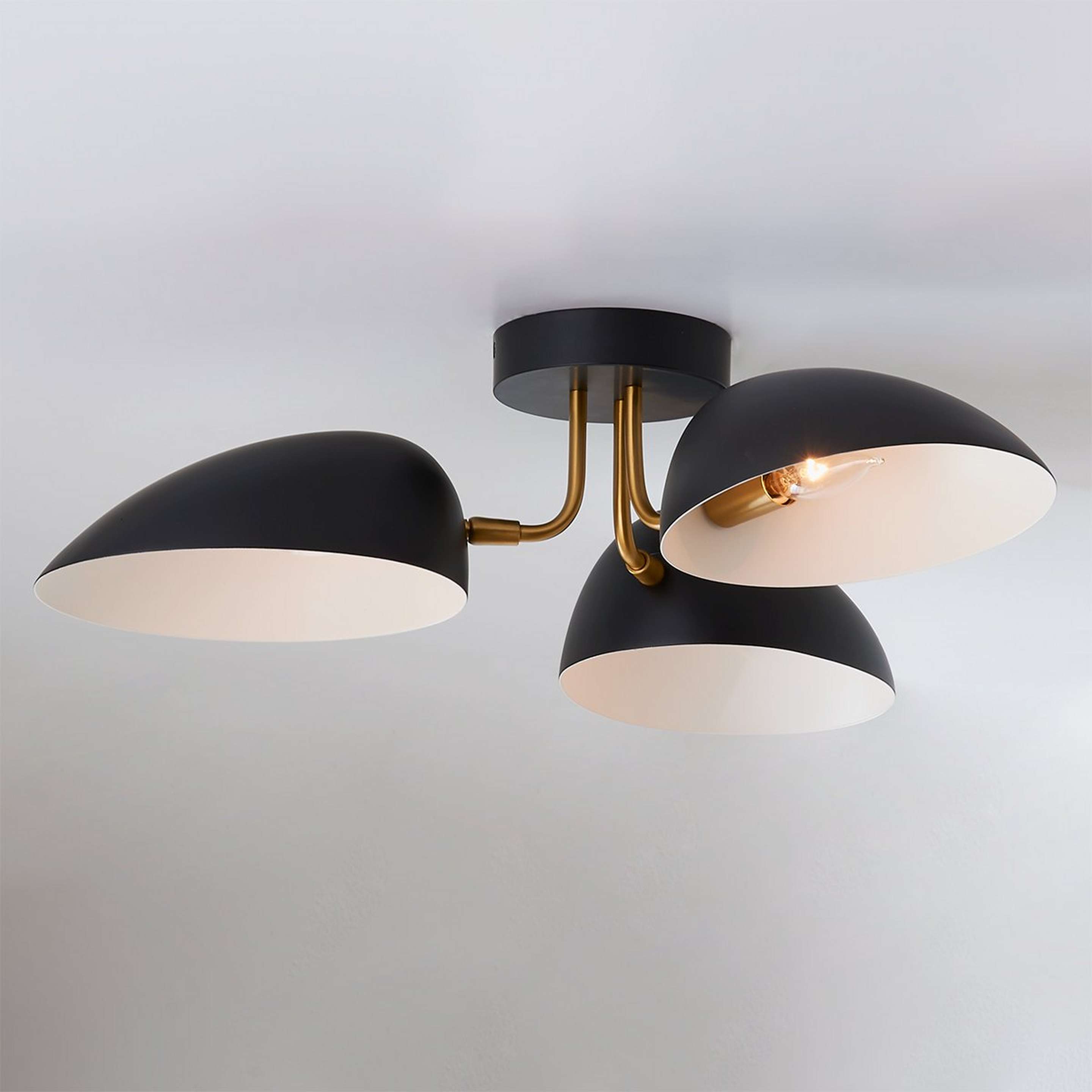 A ED Ellen DeGeneres Jane 3 Light Semi-Flush Ceiling Light with Black / Burnished Brass color