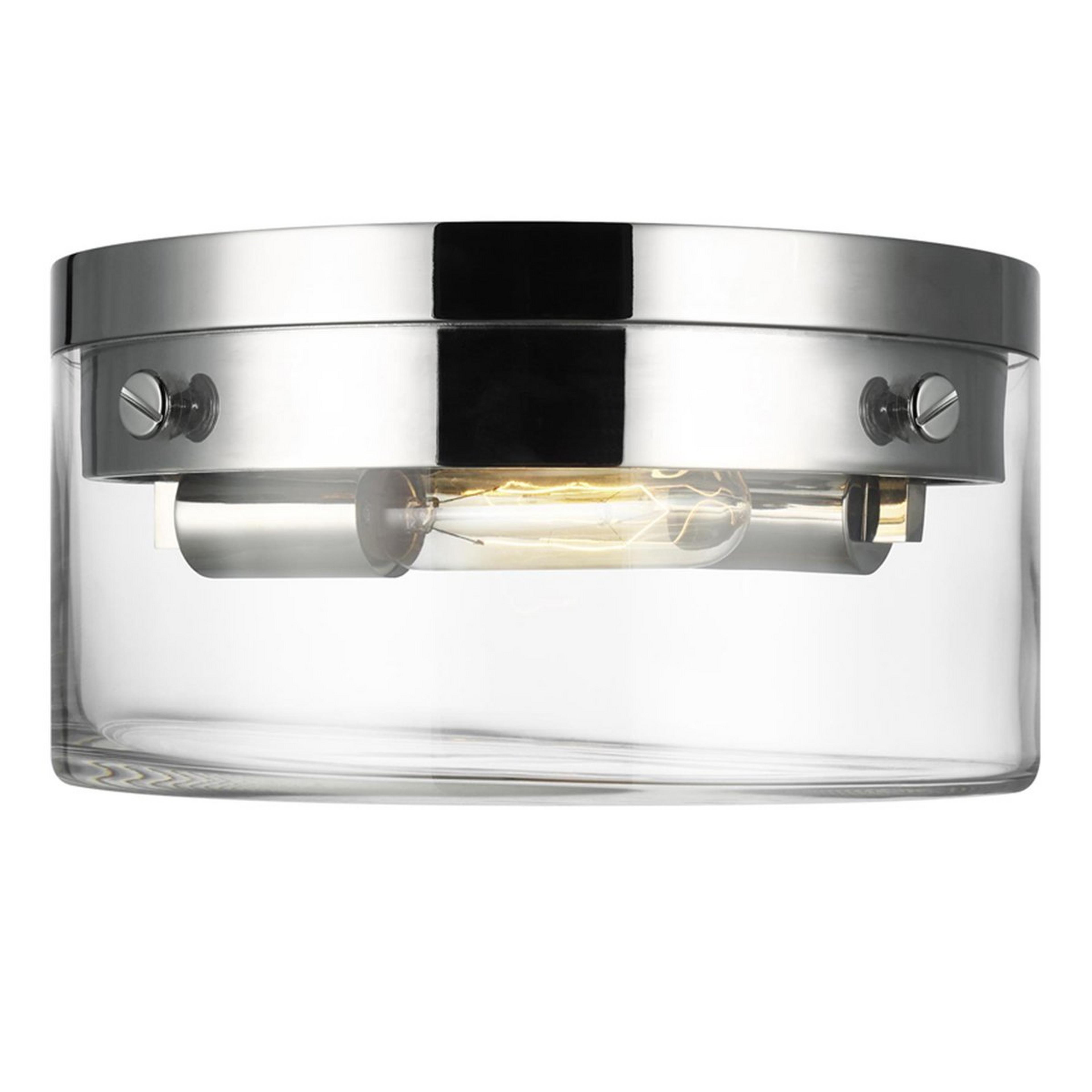 A Clearly Stated Ceiling Light with Polished Nickel  / Clear color