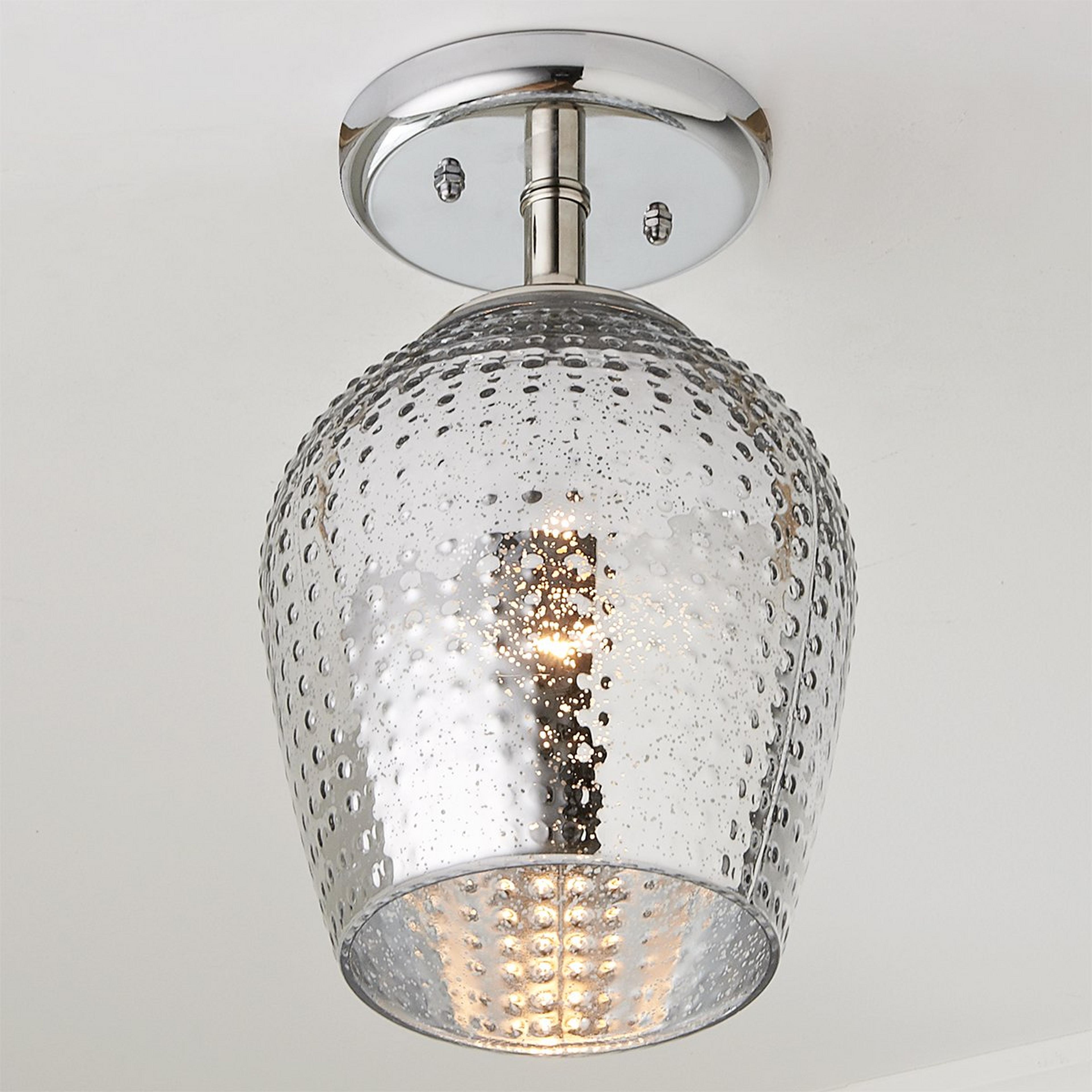 A Hobnail Sparkler Ceiling Light with Chrome / Mercury Glass  color