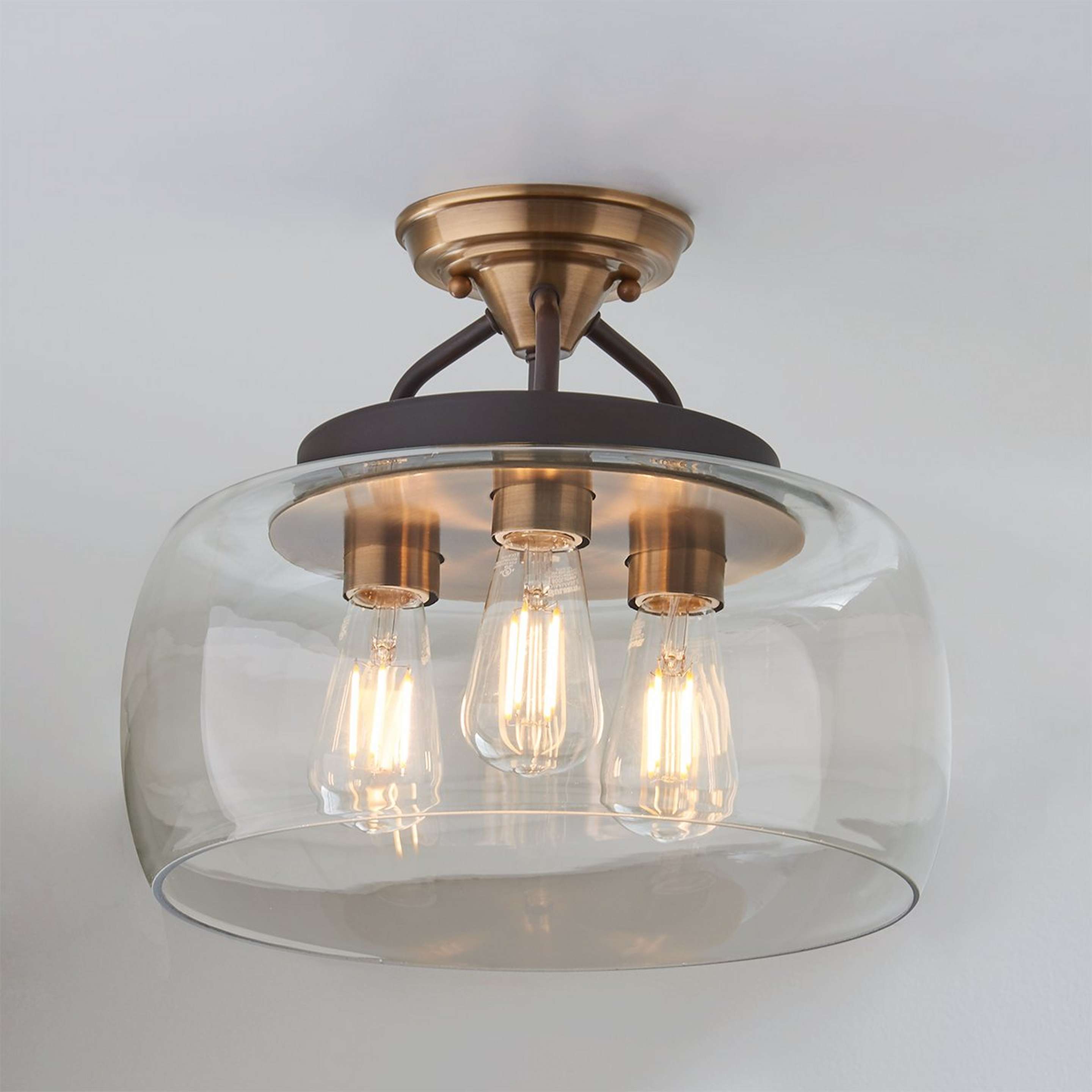 A Mod Bowl Semi-Flush Ceiling Light - Large with Aged Brass / Bronze color