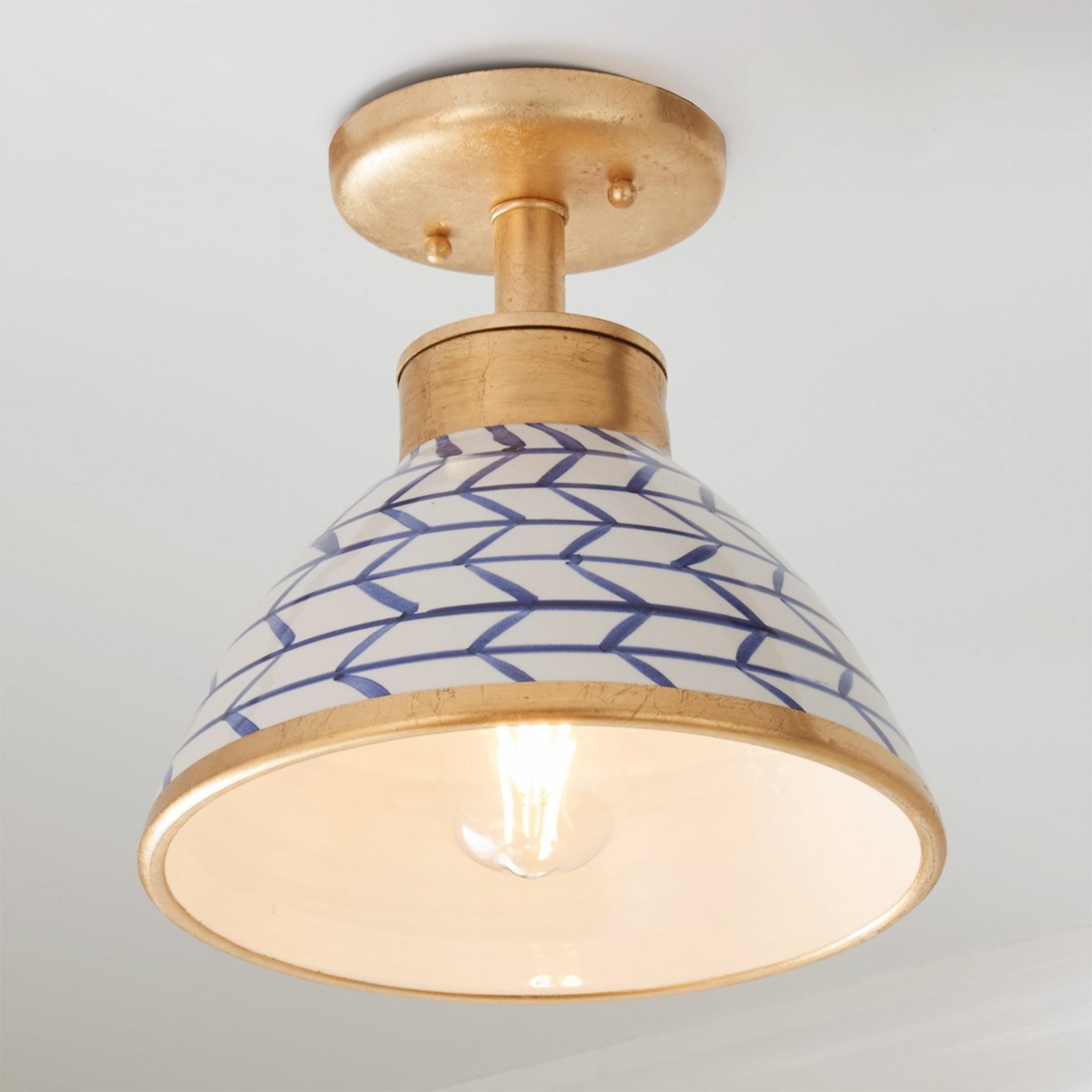 A Aegean Semi-Flush Ceiling Light - Small with Gold Leaf / White / Blue color