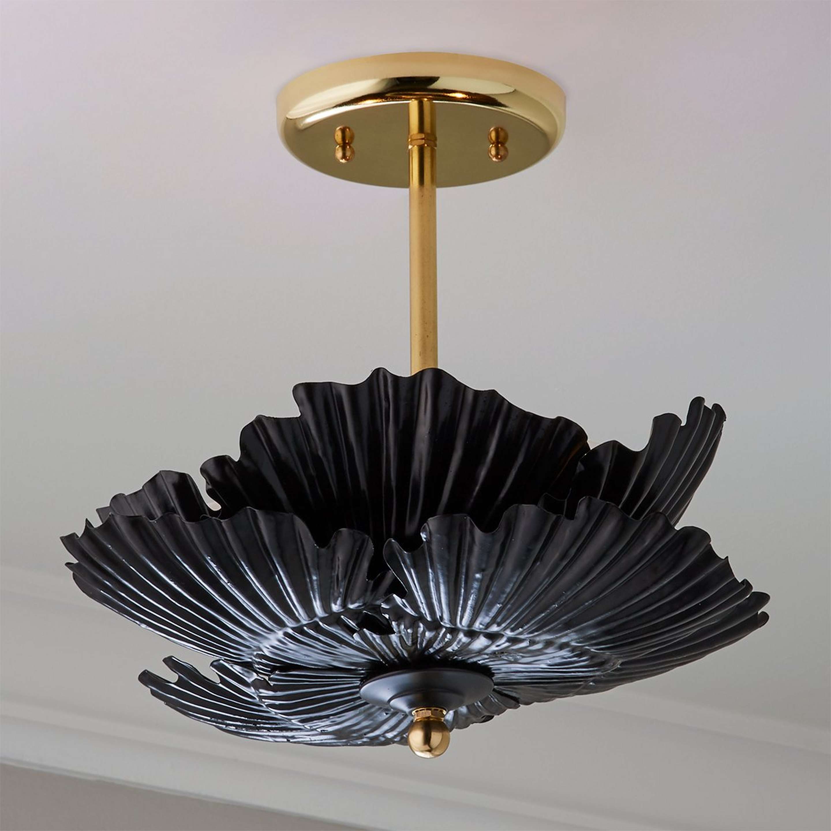 A Lotus Flower Ceiling Light with Polished Brass / Black color