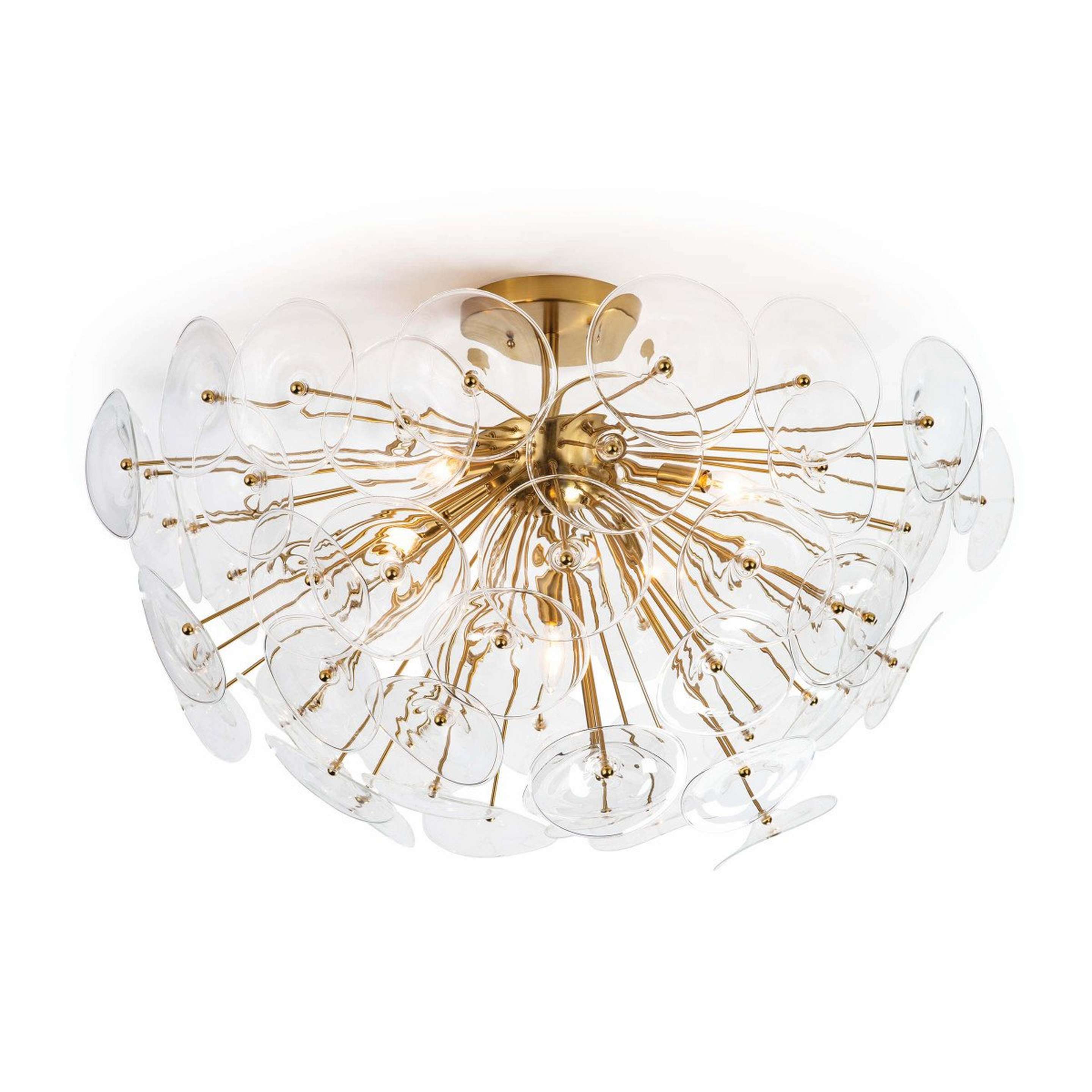 A Lily Pad Semi-Flush Ceiling Light with Brass / Glass color