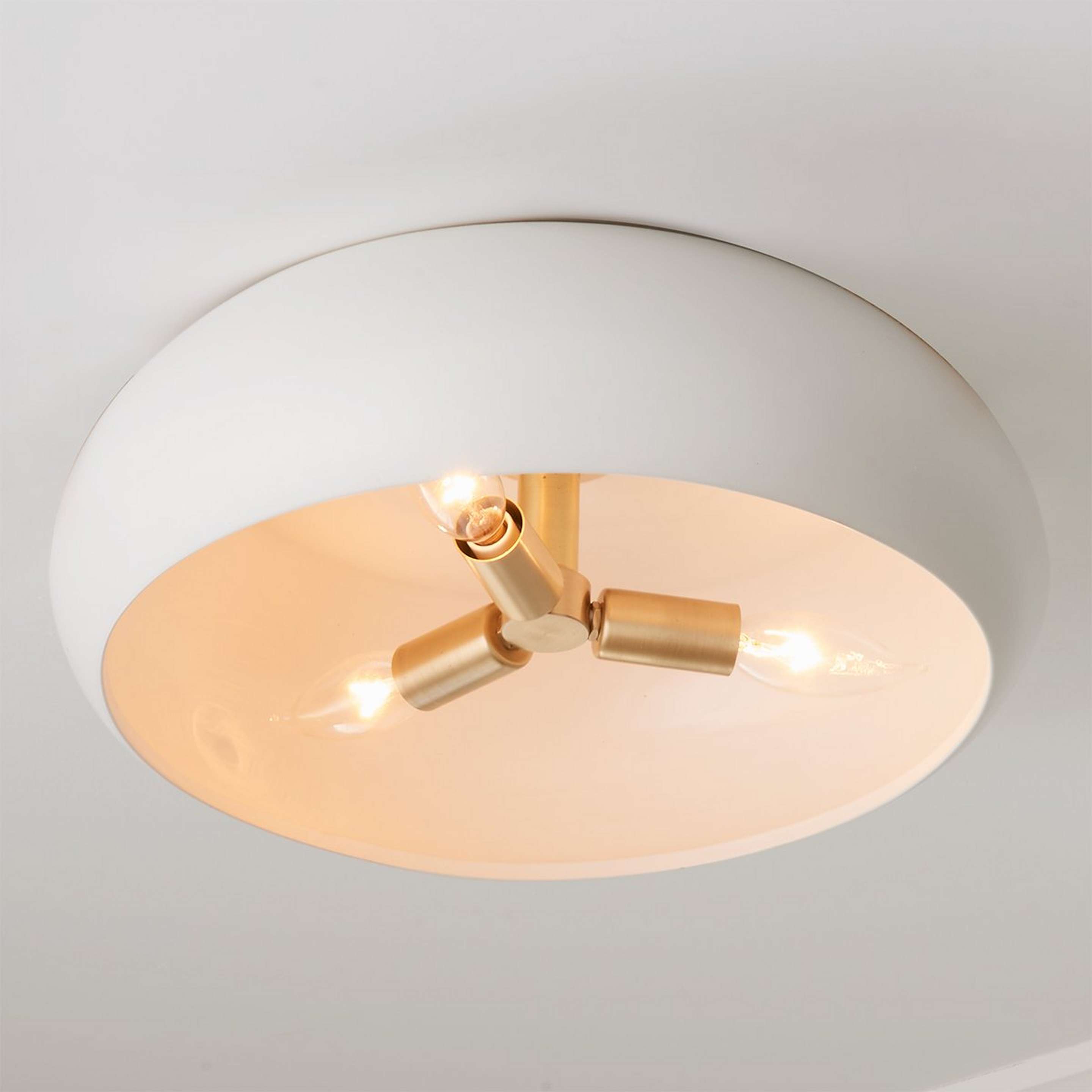 A Soft Ceramic Ceiling Light - 3 Light with Solid Brass / White color