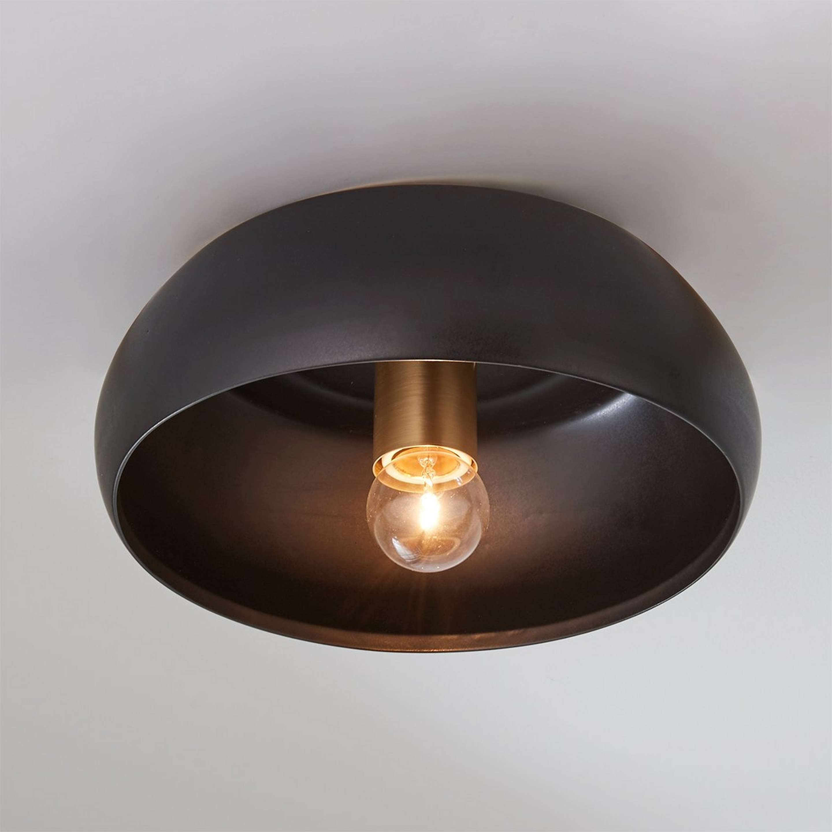 A Soft Ceramic Ceiling Light - 1 Light with Black / Brass color
