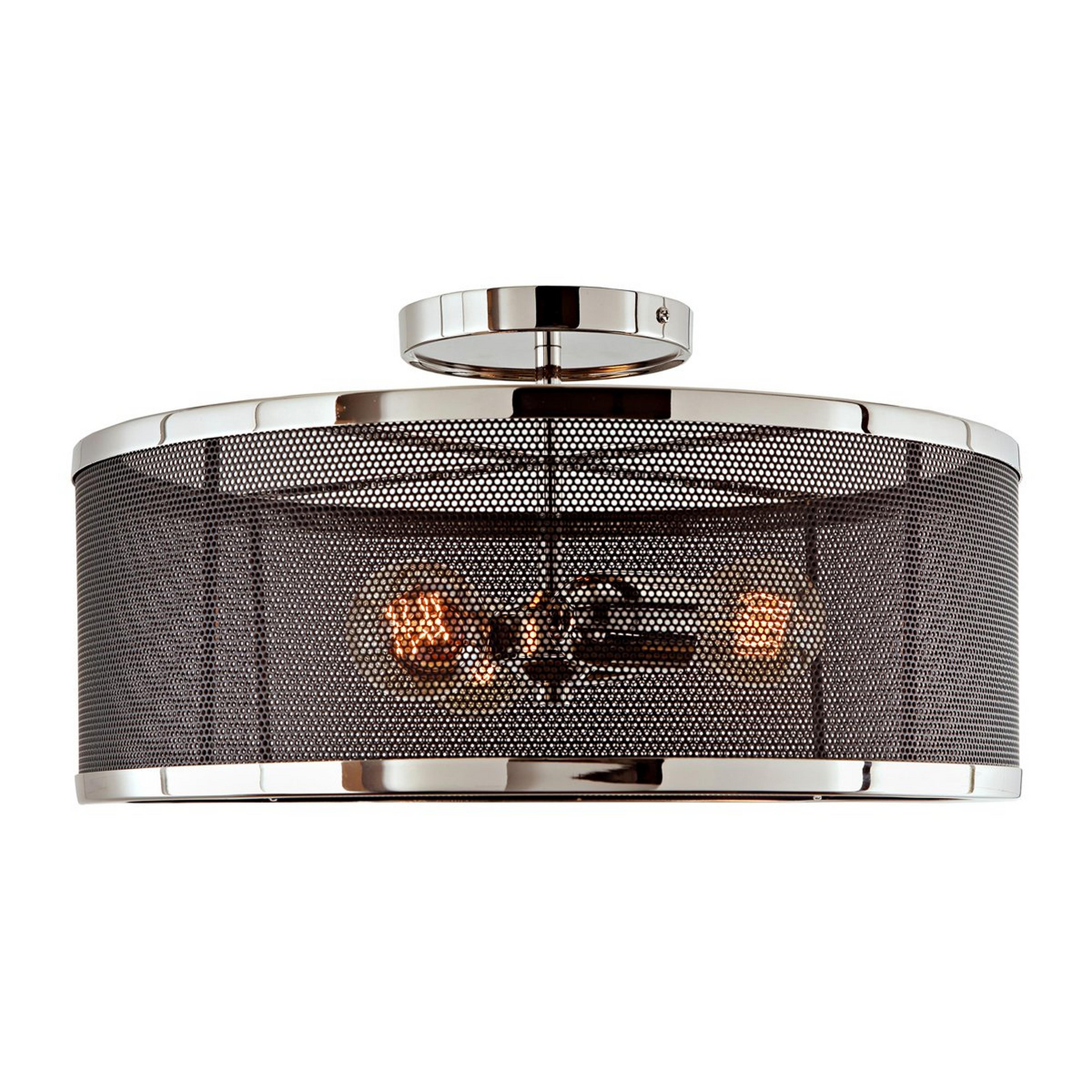 A Logan Mesh Ceiling Light - 3 Light with Polished Nickel / Black color