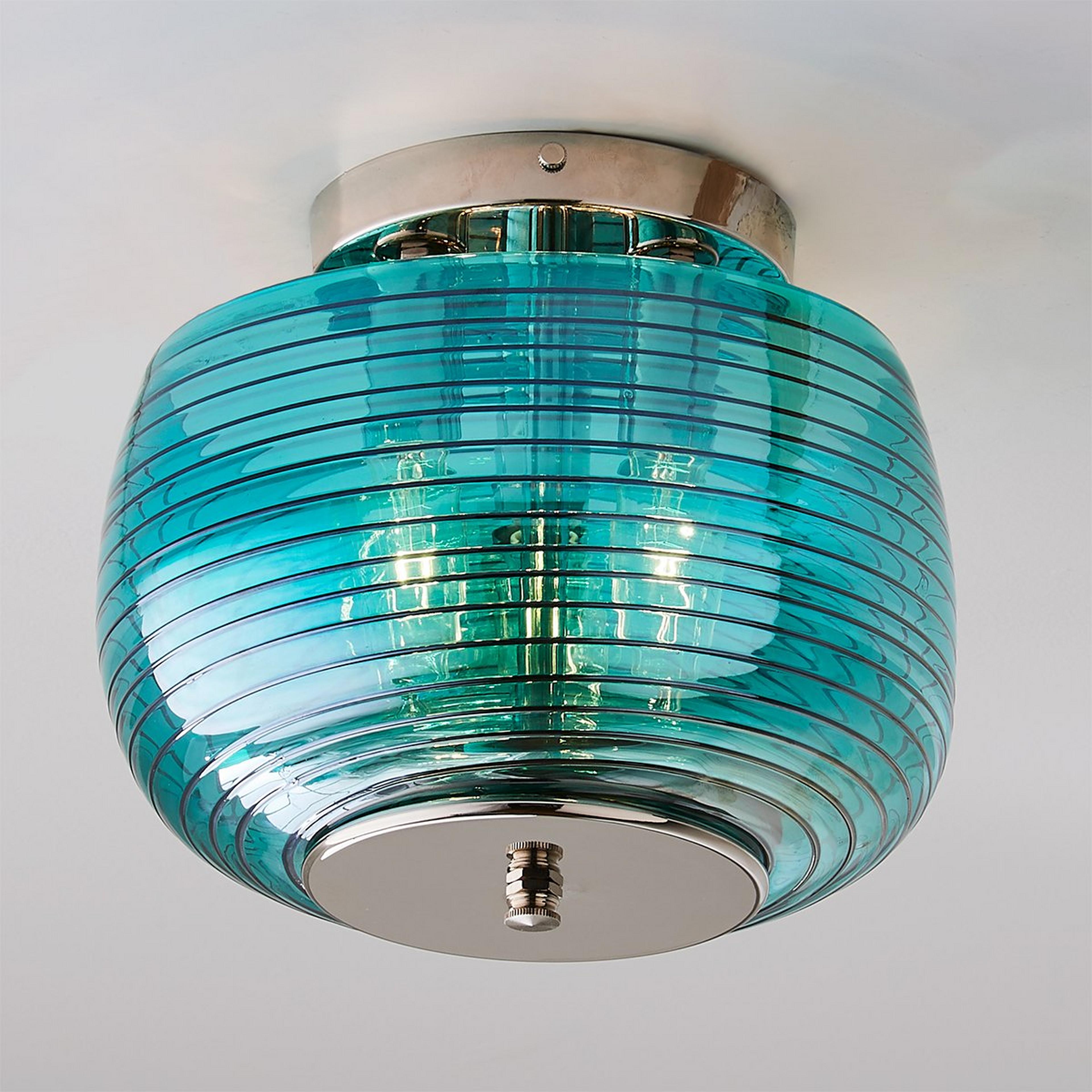 A Sculptural Swirl Ceiling Light with Chrome / Aqua / Black  color