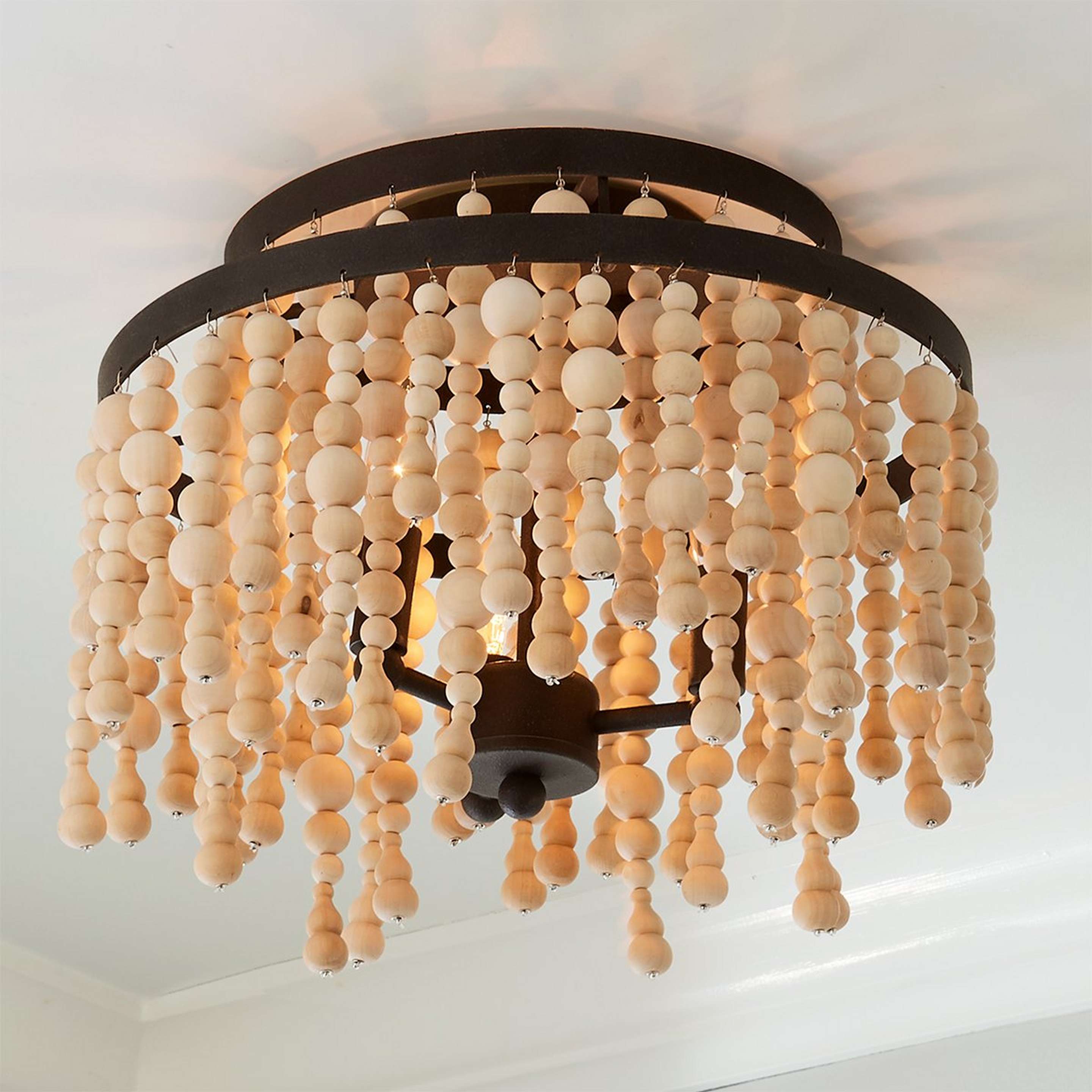 A Spherule Chic Ceiling Light - Boho with Forged Iron / Ivory color