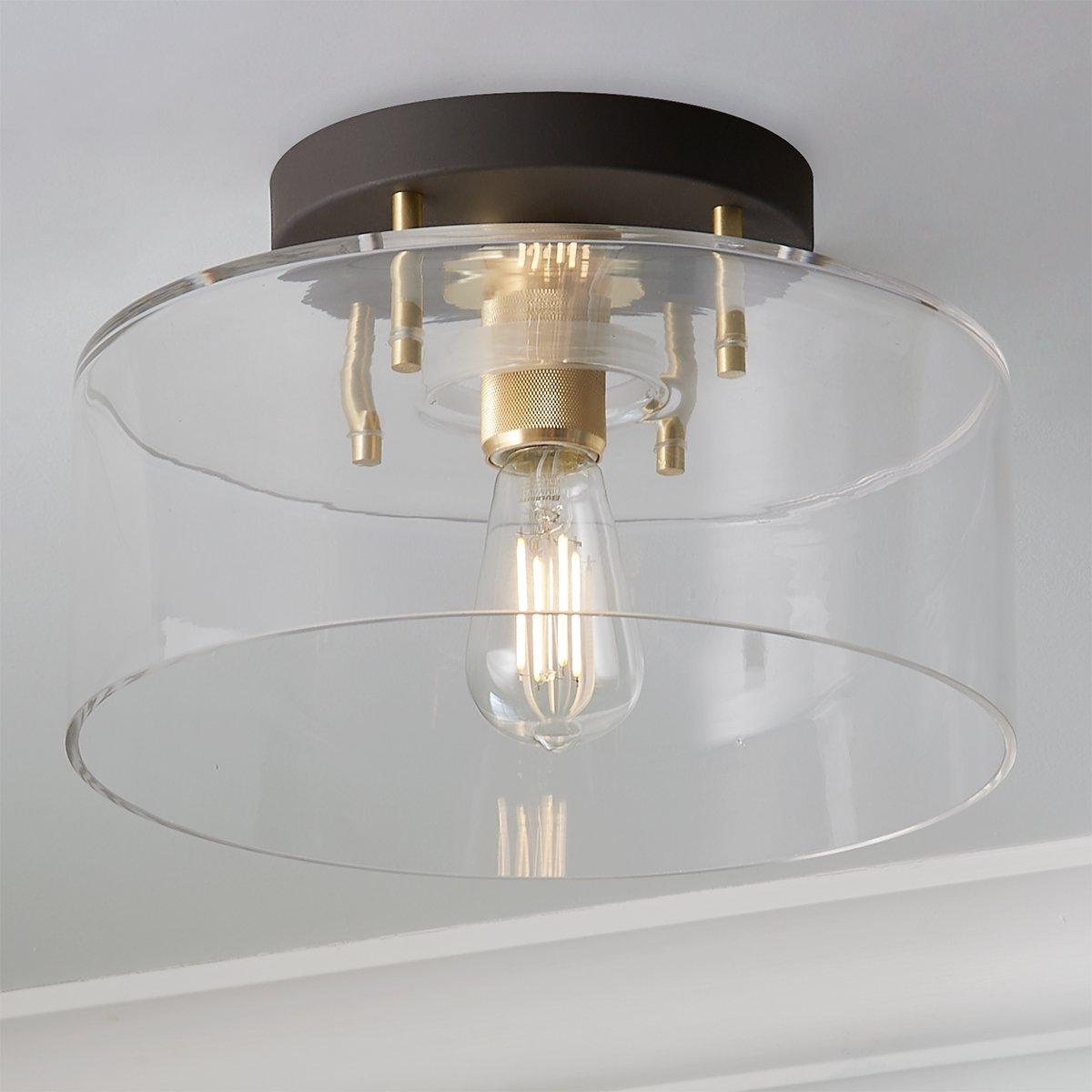 LEDSONE Deckenleuchte Semi-Flush Mount – Metall Satiniertes Nickel – E27 – Warmweiß – 30/22cm