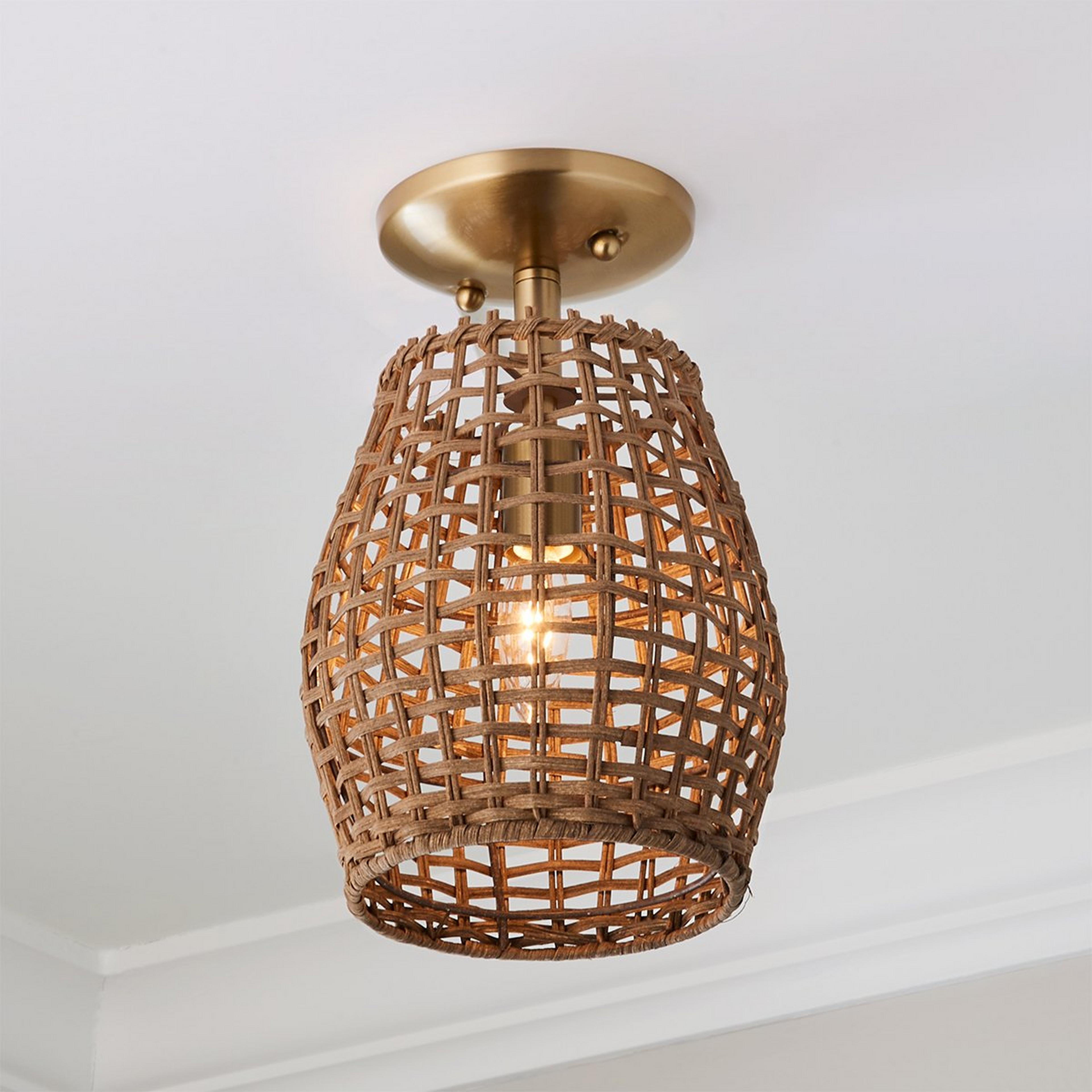 Young House Love Check Rattan Ceiling Light