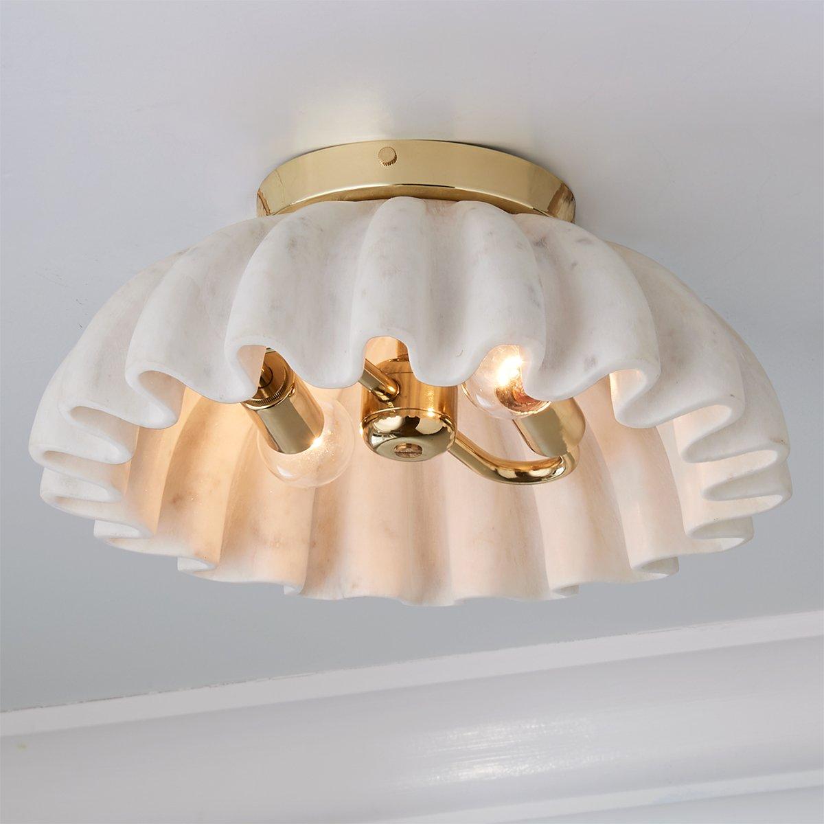 Carved Marble Ruffle Ceiling Light