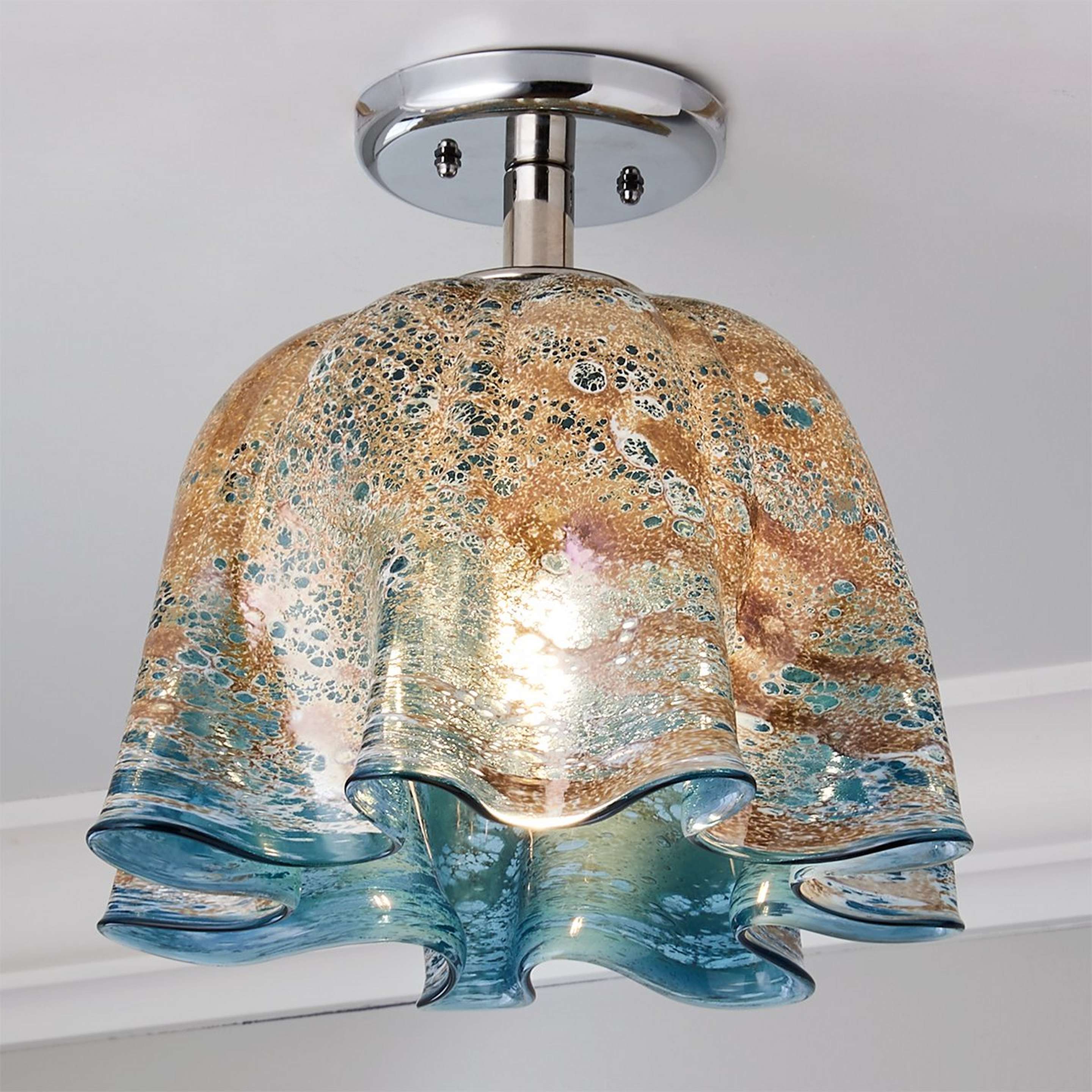 A Sea Spray Semi-Flush Ceiling Light with Chrome / Blue / Sand color