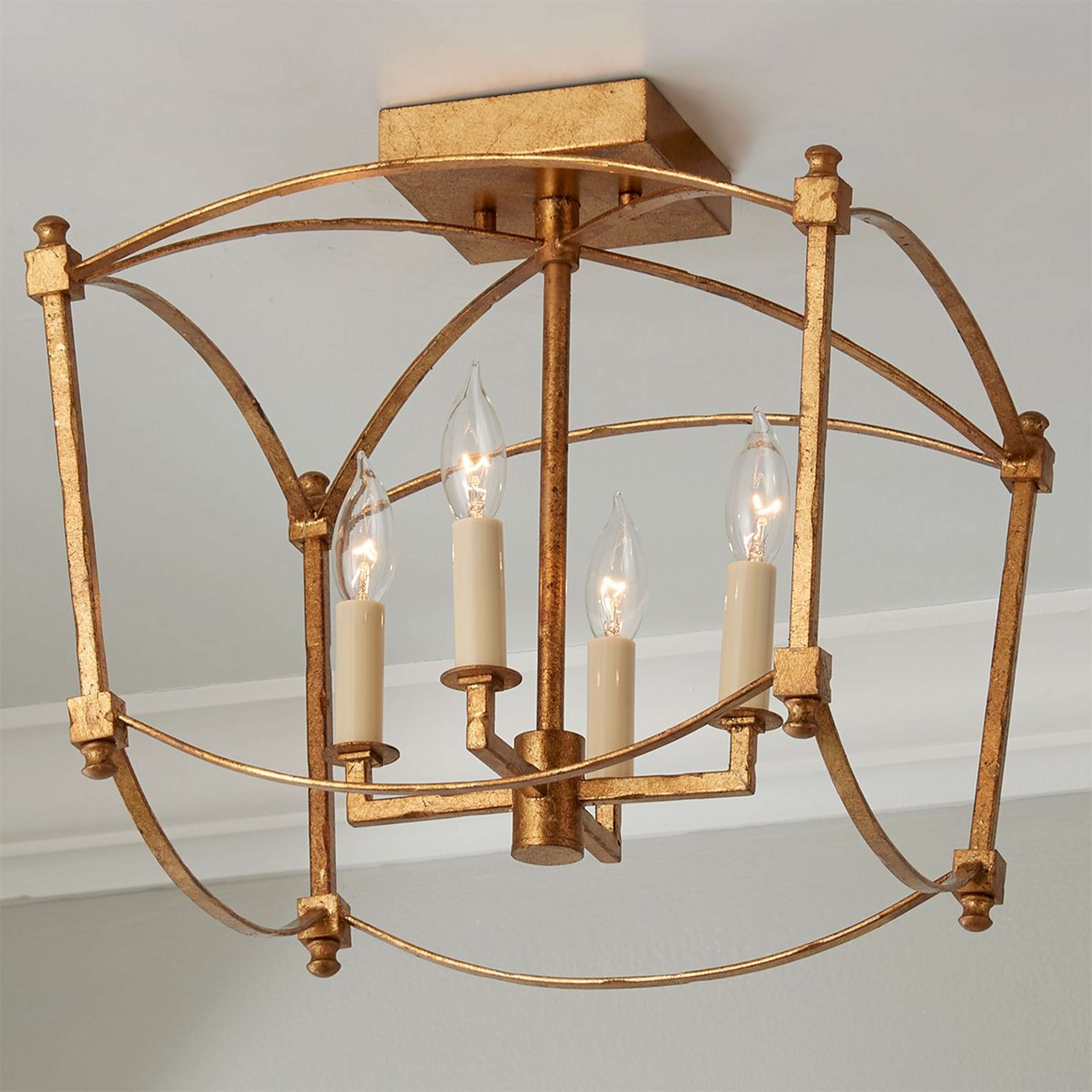 A Traditional Beaux Ceiling Light with Aged Gold color