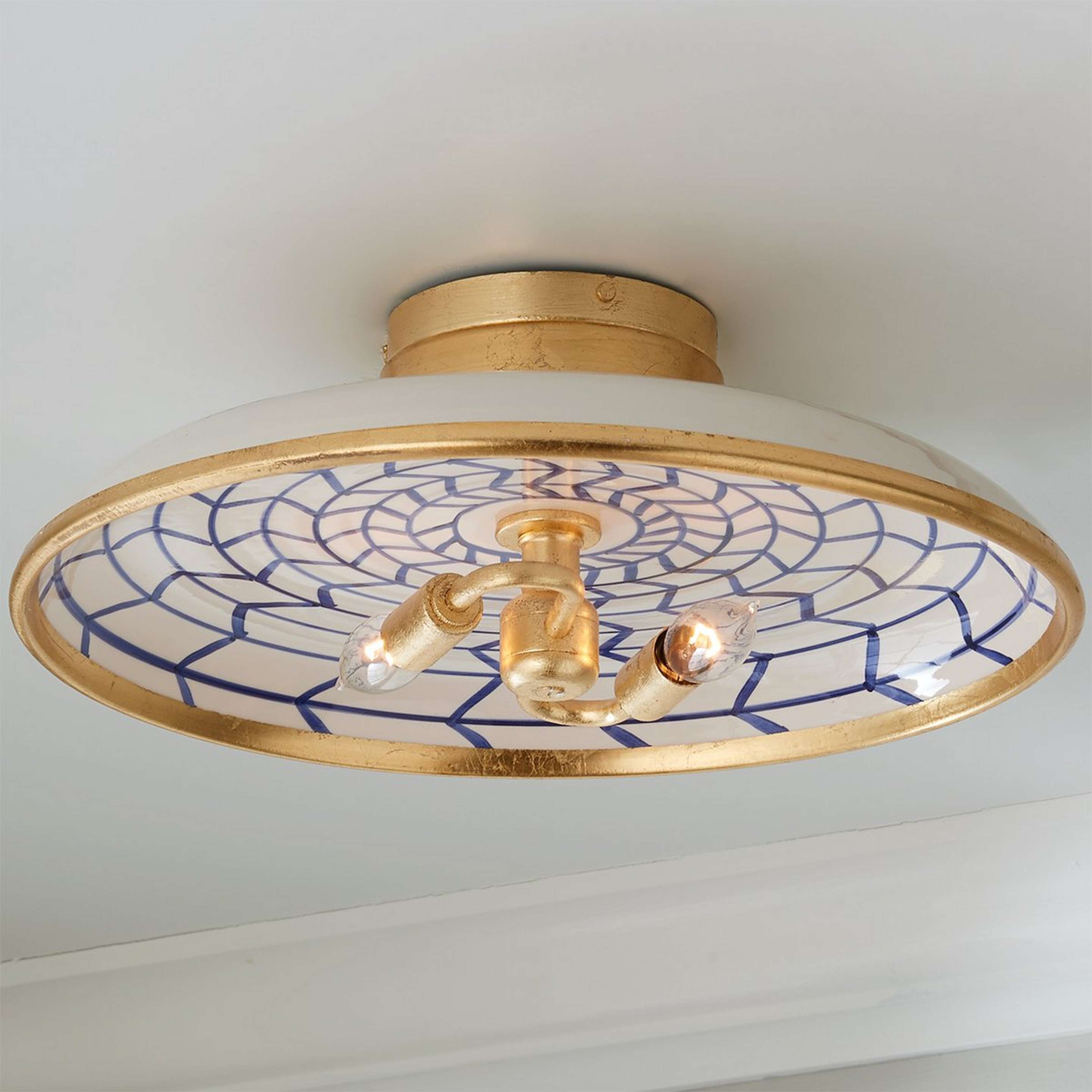A Aegean Ceiling Light - Large with Gold Leaf / Blue / White color