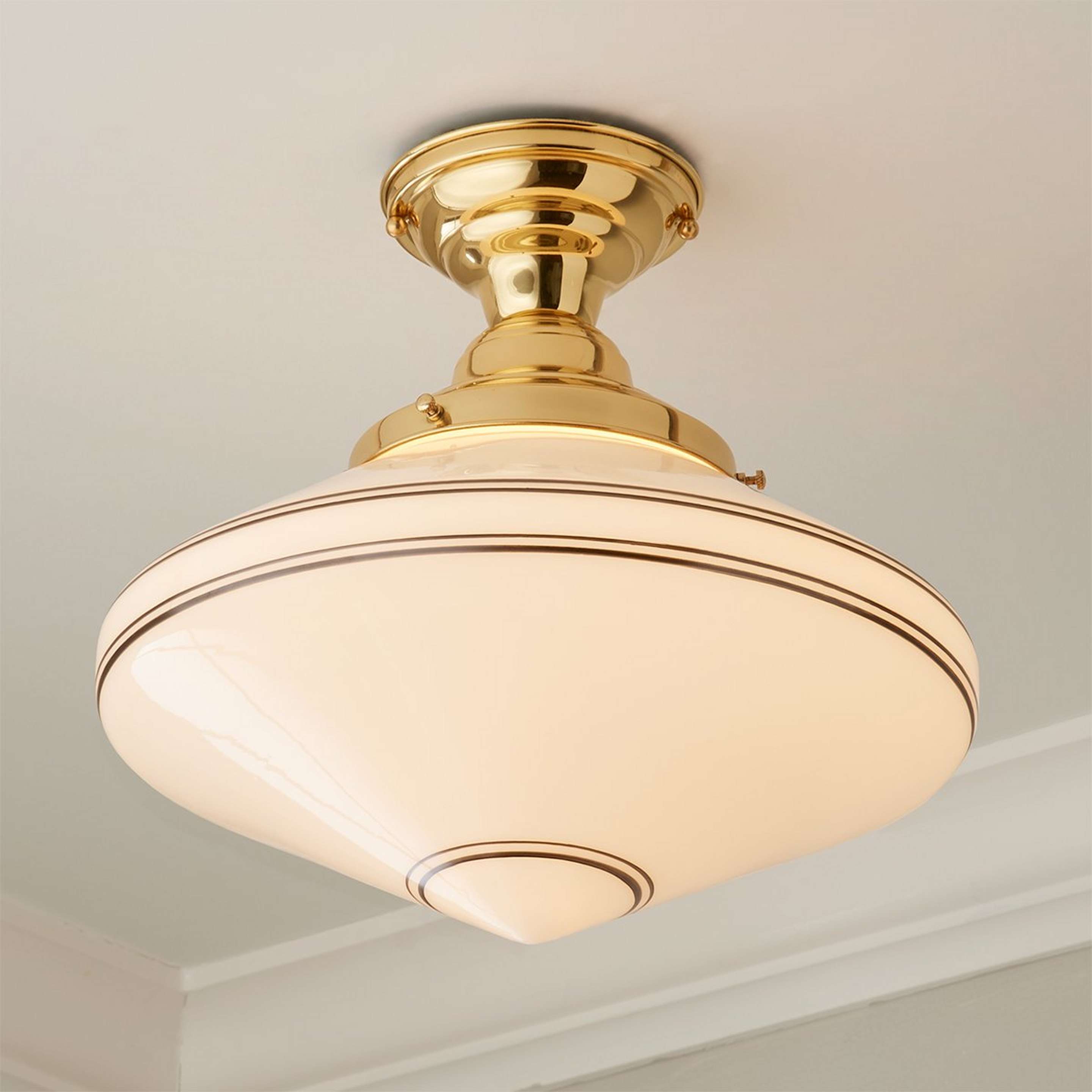 A Tux Deco Semi-Flush Ceiling Light with Polished Brass / White / Black color