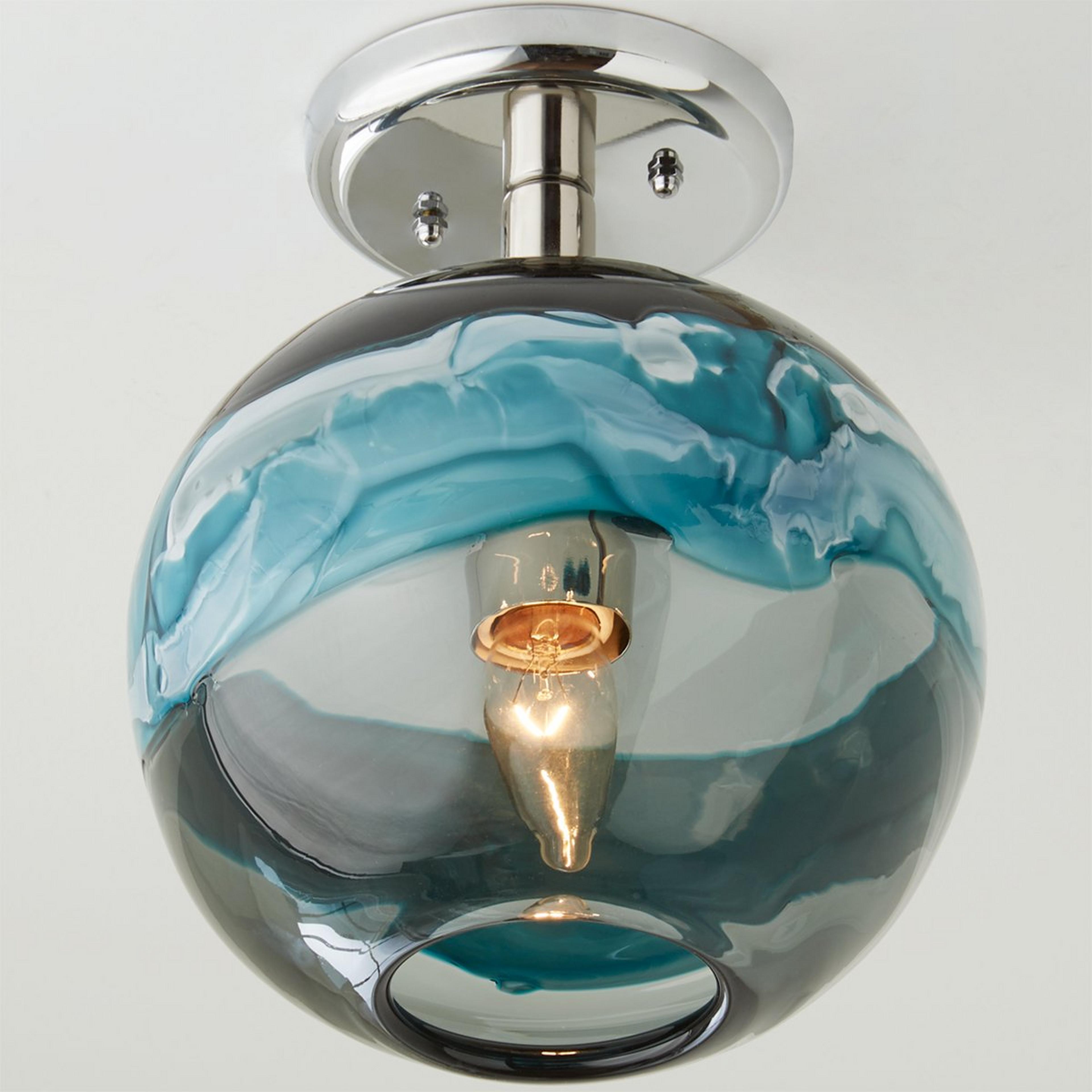 A Great Wave Ceiling Light with Chrome / Blue / White color